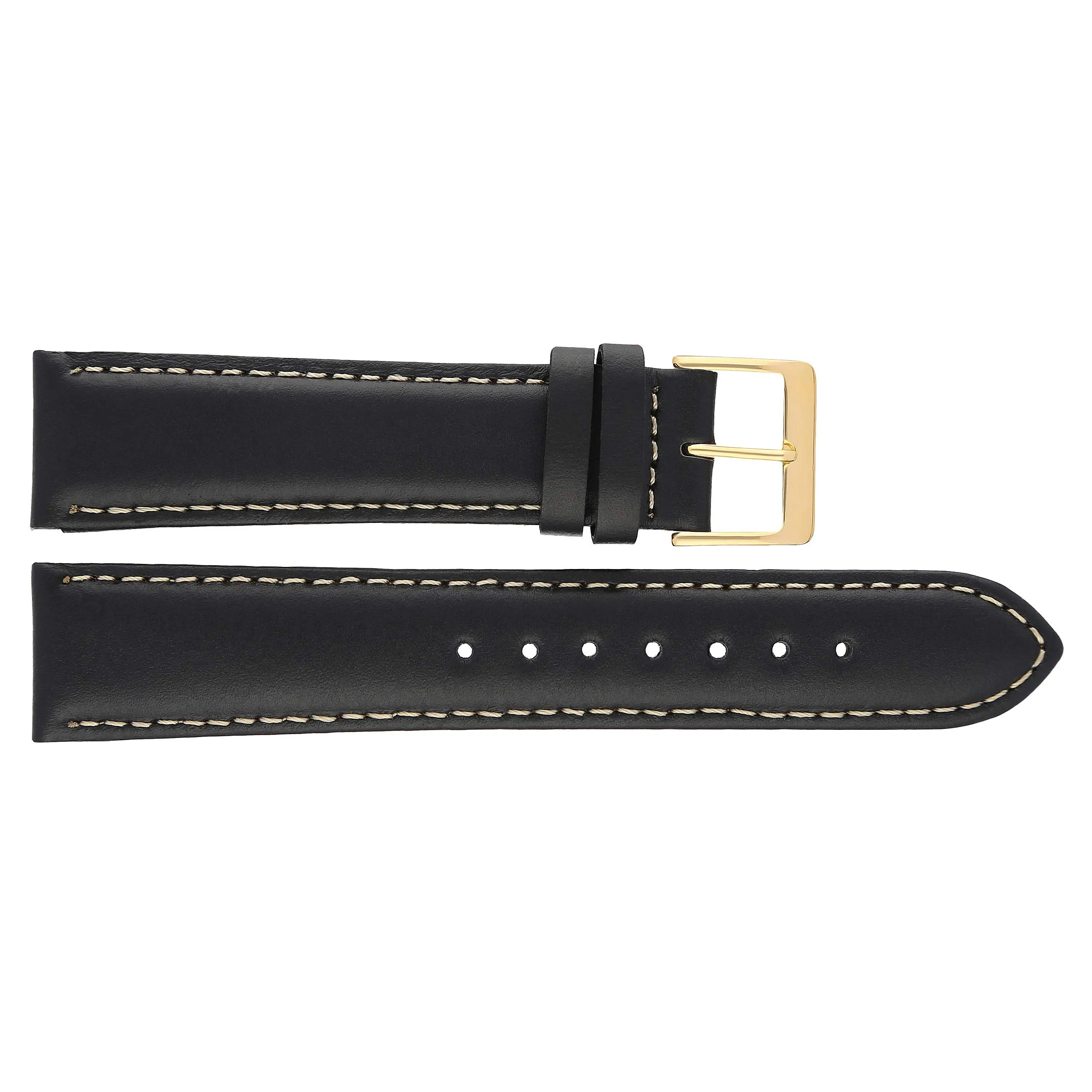 MARCHEL Cinturino in Pelle Liscia LLB, Cinturino in Pelle Bovina, Nero-Bianco, 22 mm, Classico - immagine 4