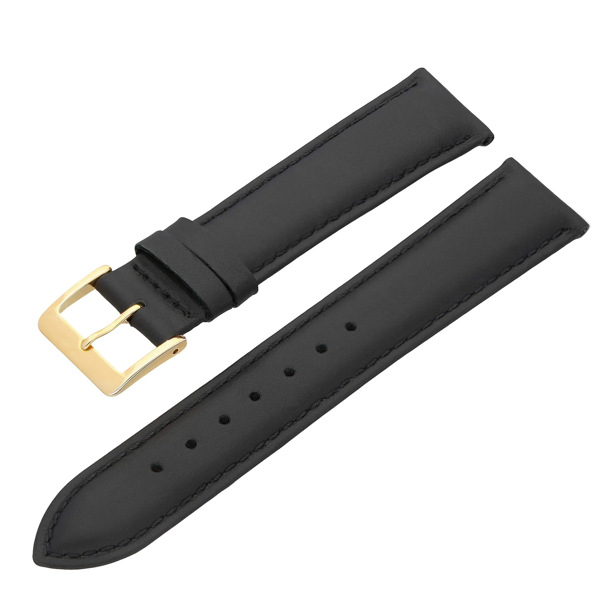 MARCHEL Cinturino in Pelle Liscia LLB, Cinturino in Pelle Bovina, Nero, 19 mm, Classico - immagine 2
