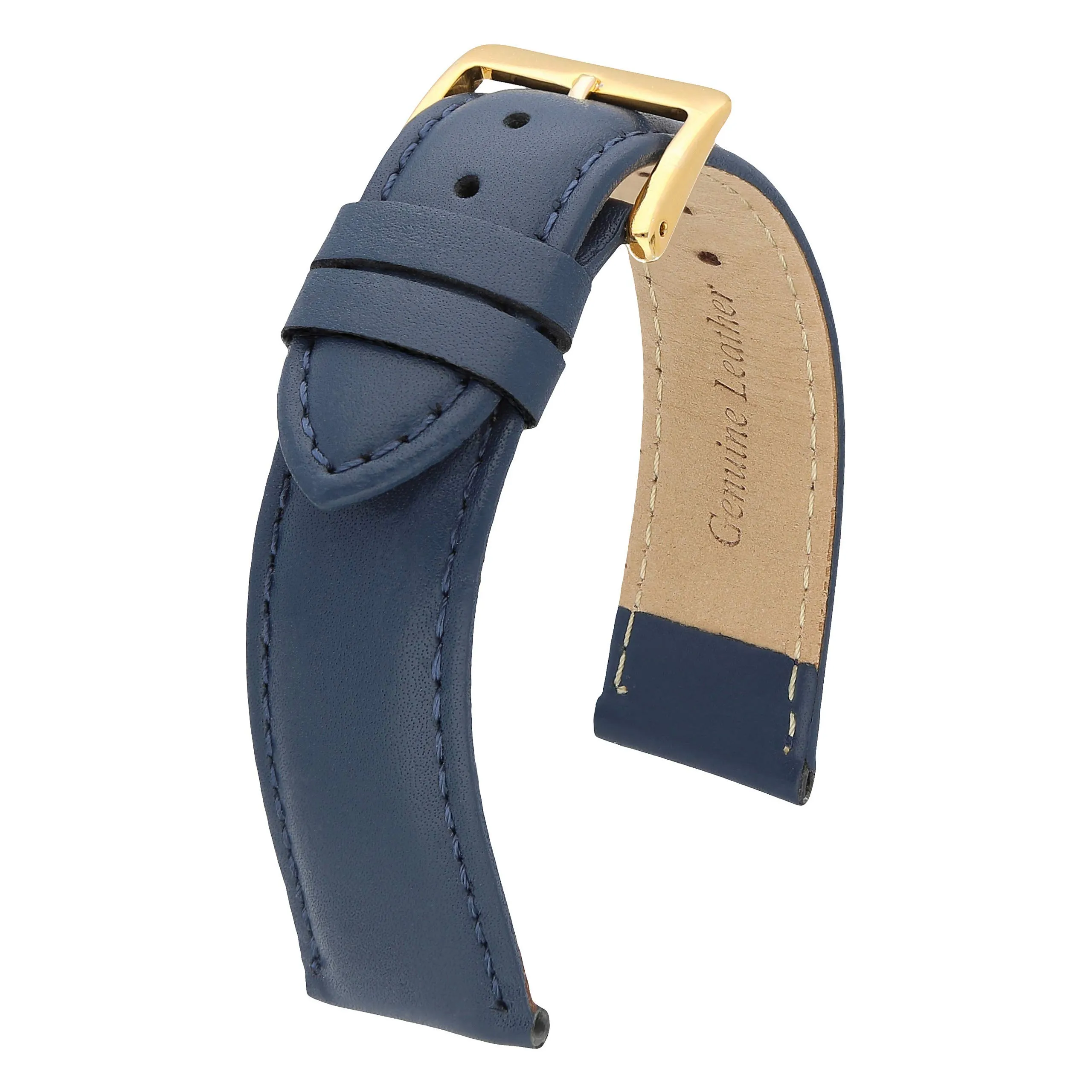 MARCHEL Cinturino in Pelle Liscia LLB Bovina, Blu, 20 mm, Classico - immagine 3