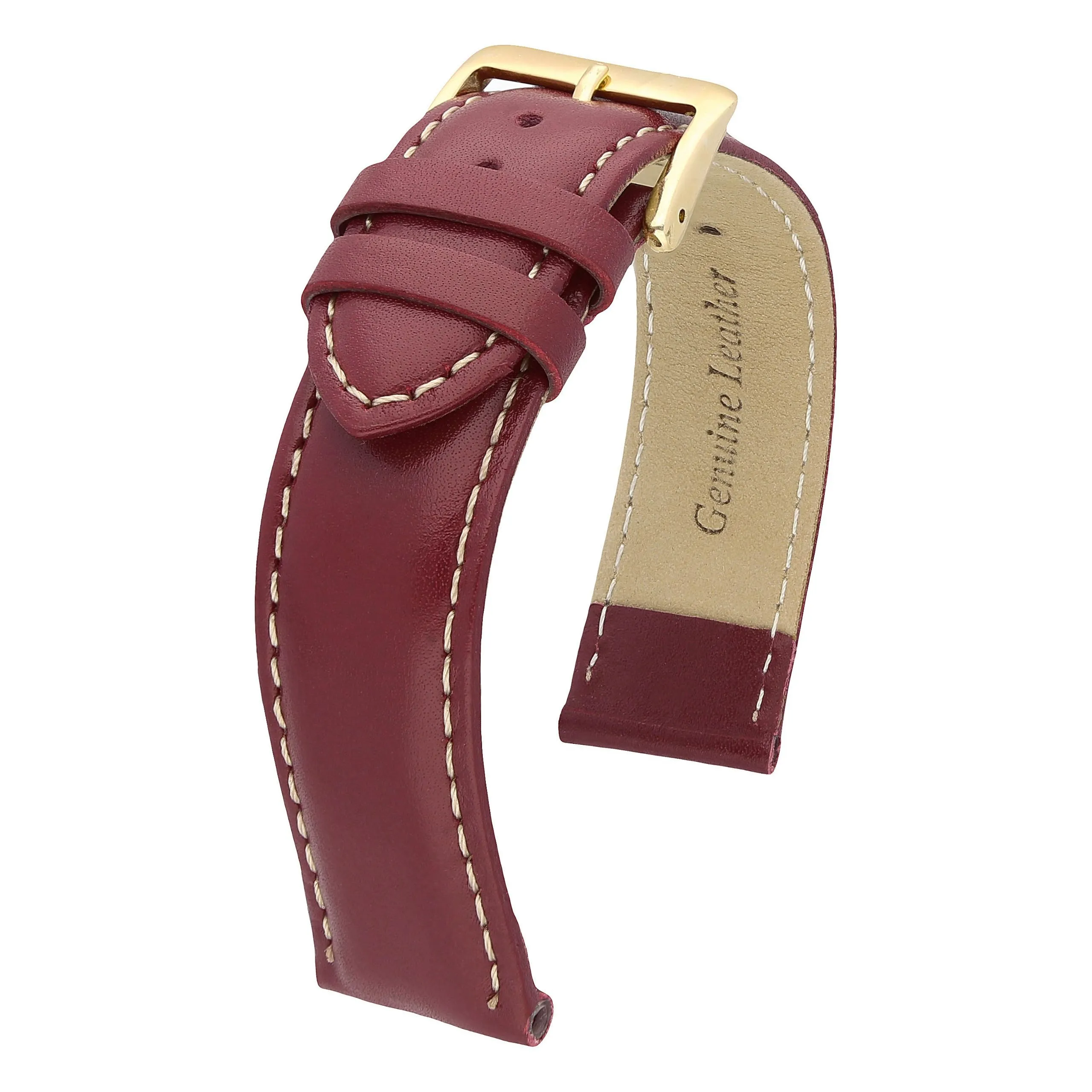 MARCHEL Cinturino in Pelle Liscia LLB, Cinturino in Pelle Bovina, Rosso/Bianco, 24 mm, Fine - immagine 3