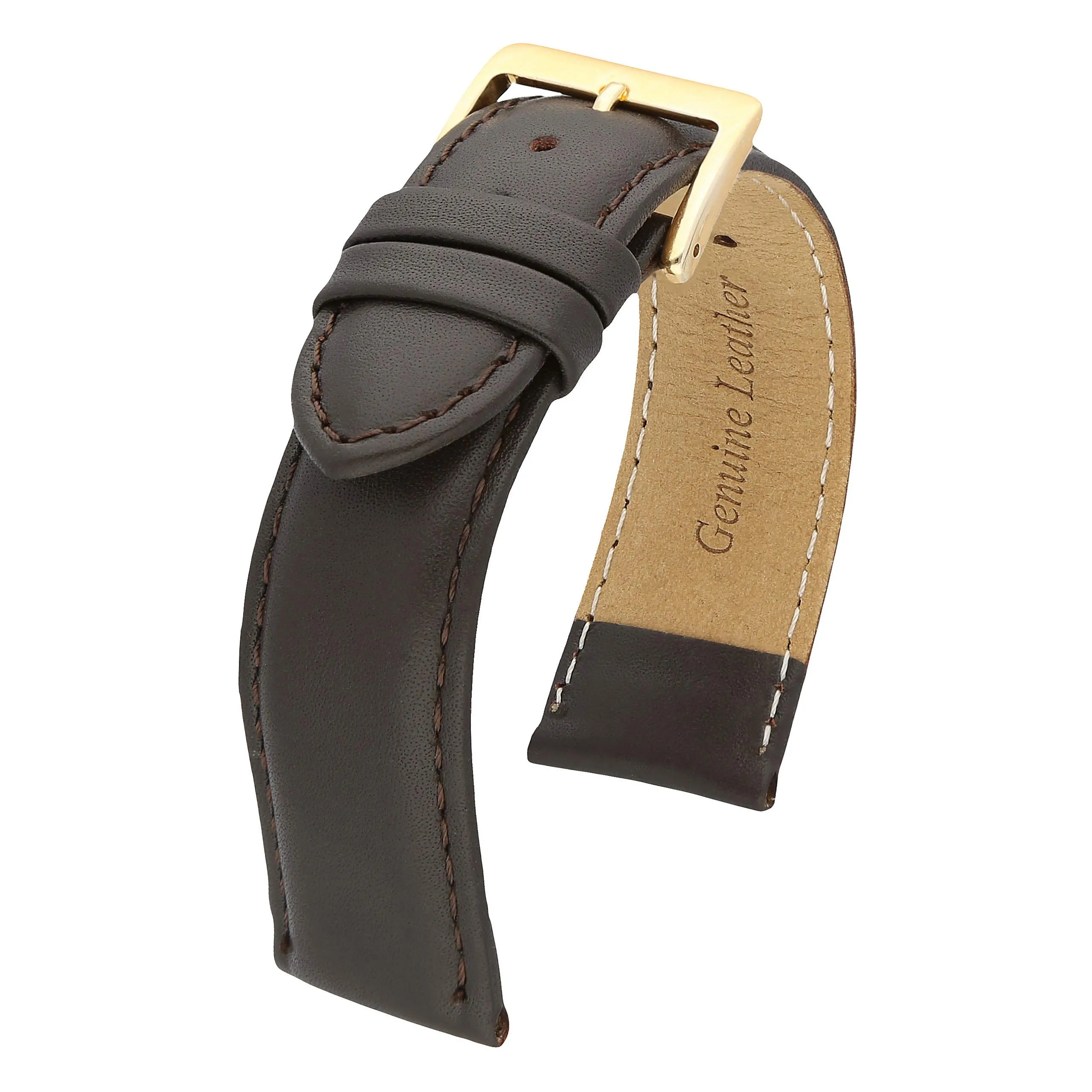 MARCHEL Cinturino in Pelle Liscia LLB, Cinturino in Pelle Bovina Marrone, 20 mm, Cinghia - immagine 3