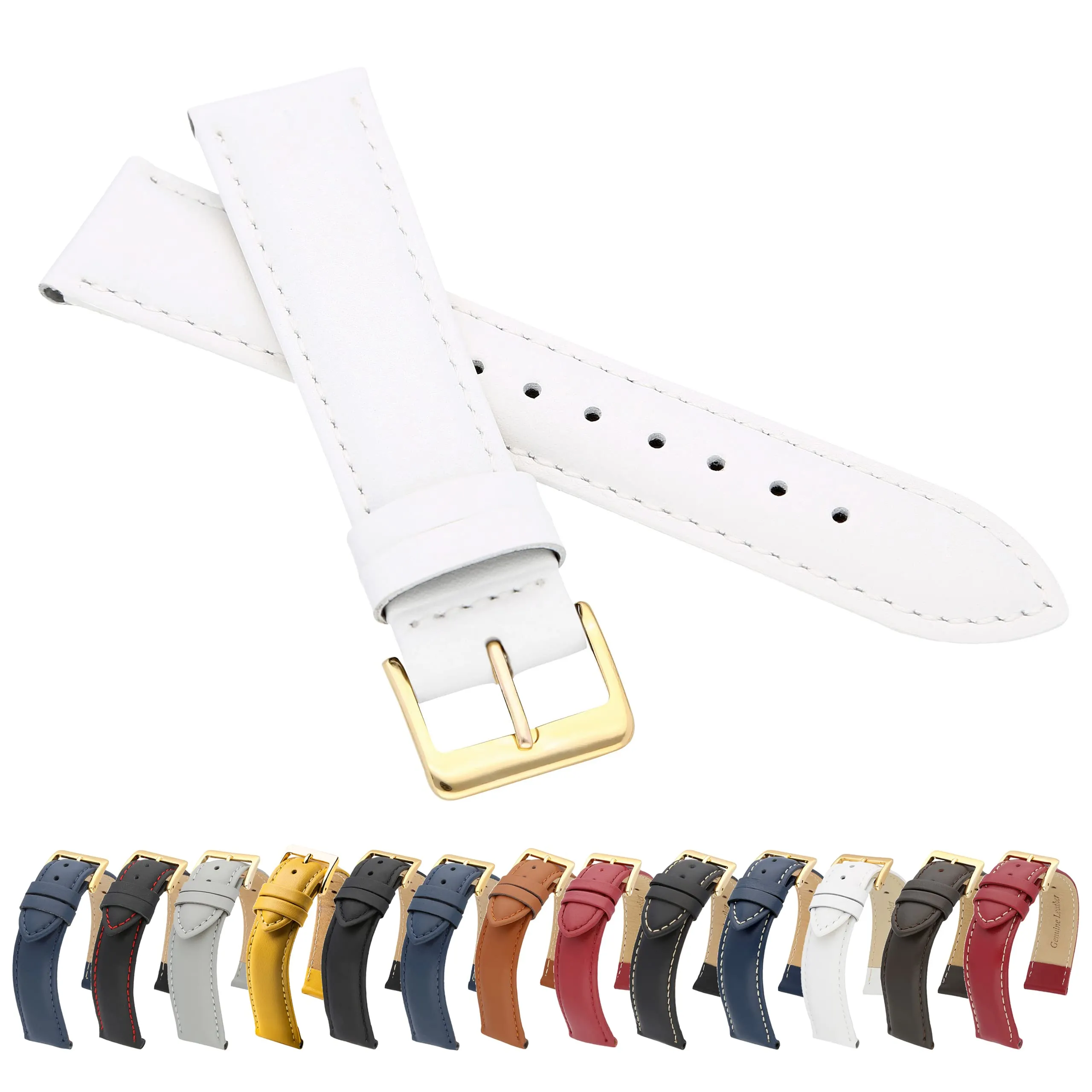 MARCHEL Cinturino in Pelle Liscia LLB Bovina, Bianco, 18 mm, Classico - immagine 1