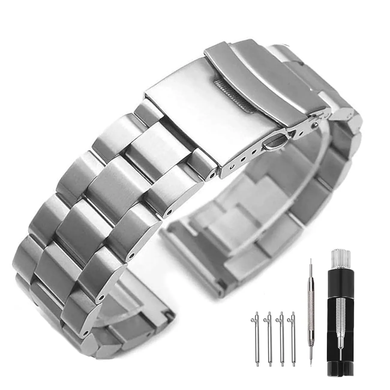 Kai Tian Cinturino acciaio inossidabile 20mm di ricambio cinturino per orologio lucido Cinturino con fibbia pieghevole Cinturini orologi da uomo argento - immagine 1