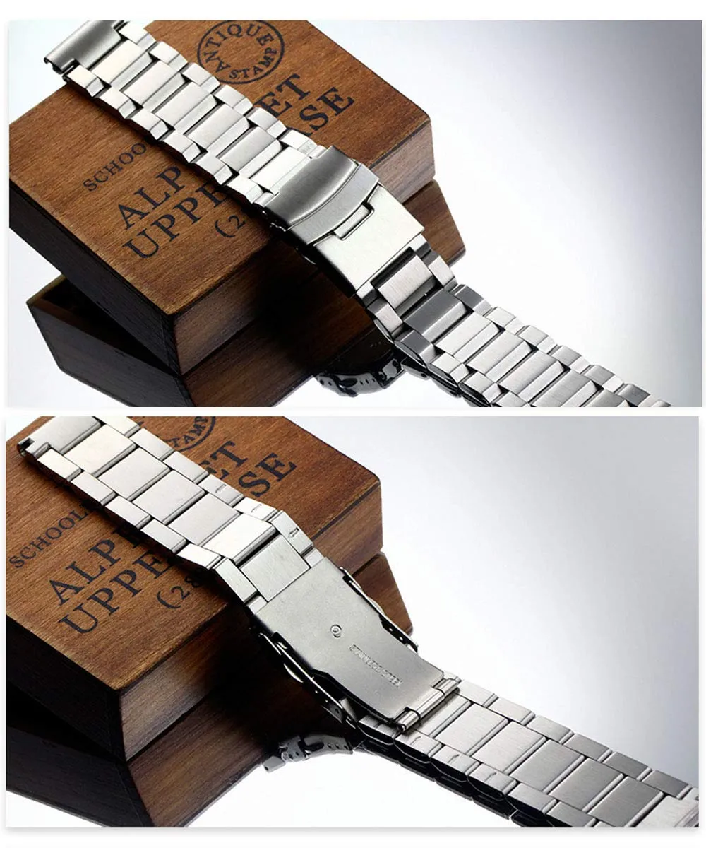 Kai Tian Cinturino Orologio 24mm spazzolato Acciaio inossidabile Cinturini per cinturini Cinturino di ricambio Cinturino di ricambio Cinturino per orologio da uomo Argento - immagine 6