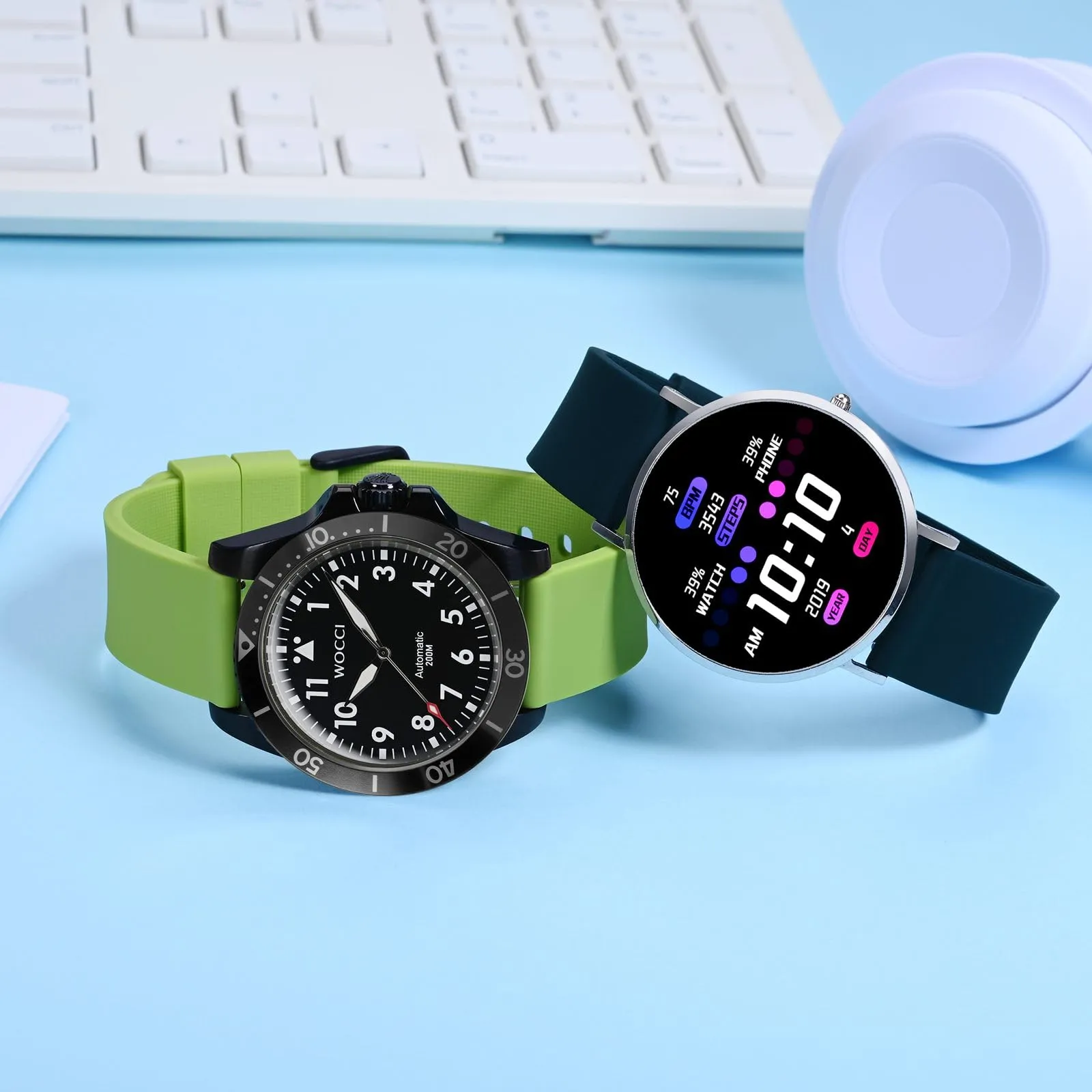 WOCCI 20mm Orologi Cinturino in Silicone con Fibbia Argento per Uomo e Donna (Blu Navy) - immagine 7