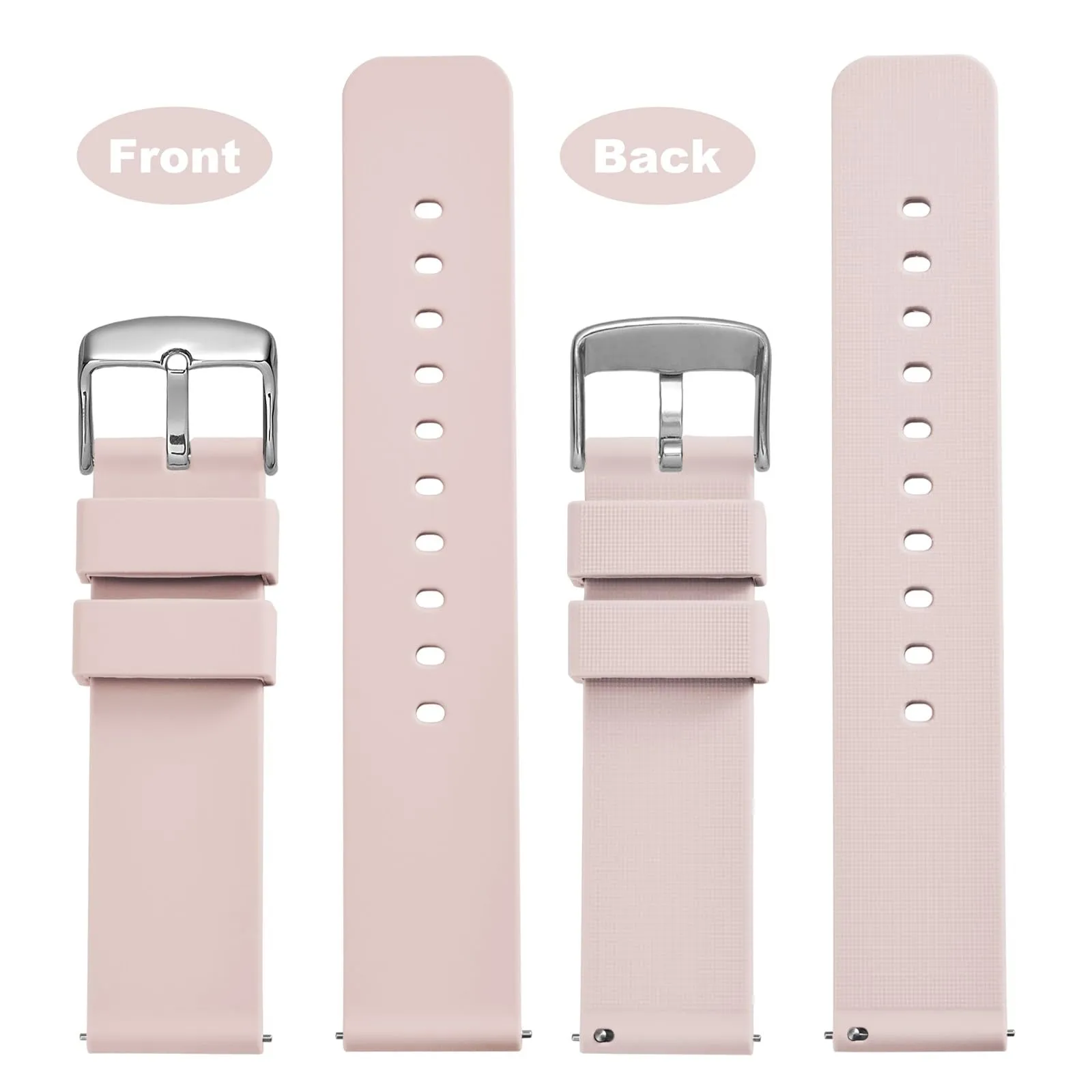 WOCCI 14mm Orologi Cinturino in Silicone con Fibbia Argento per Uomo e Donna (Rosa Chiaro) - immagine 4