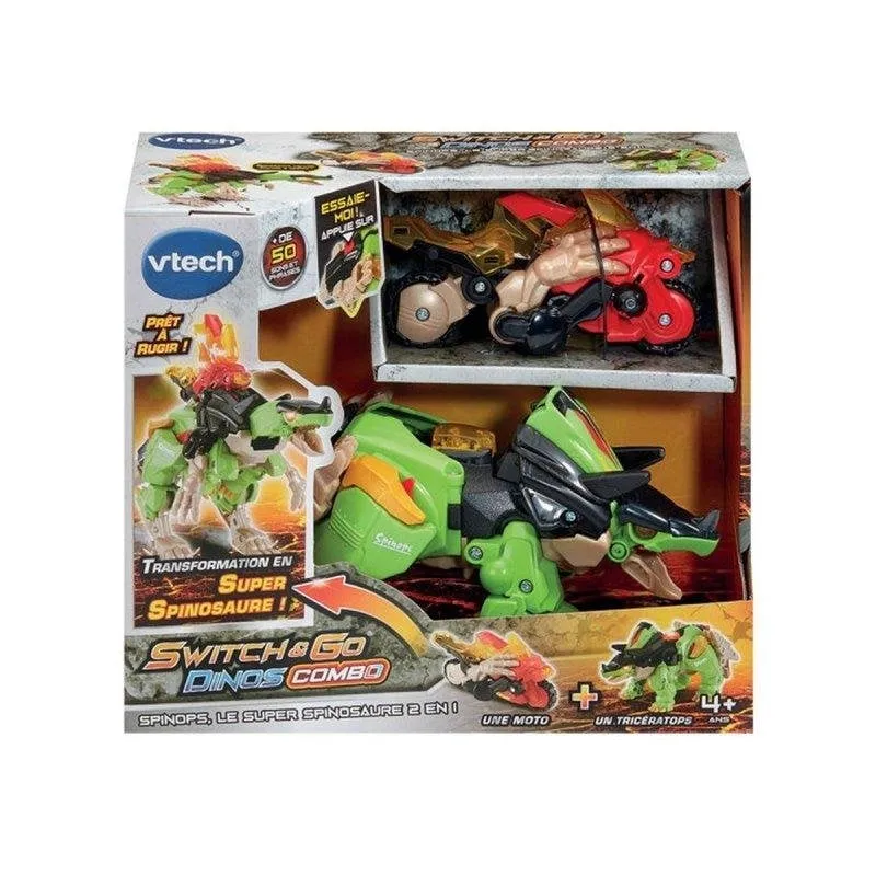 Figurina VTech Switch & Go Dinos Spinops Trasformabile 2 in 1 con luci e suoni - immagine 1