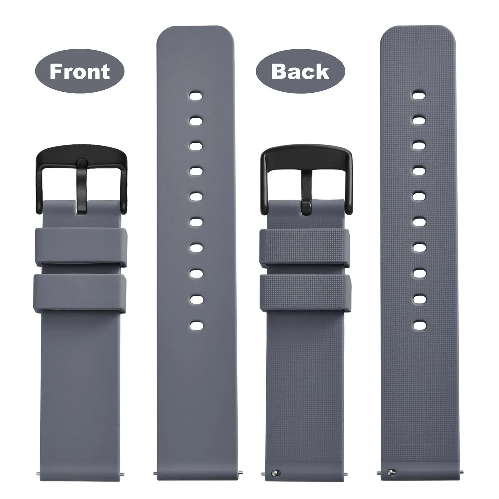 WOCCI 22mm Orologi Cinturino in Silicone per Uomo e Donna con Fibbia Nera (Grigio) - immagine 4