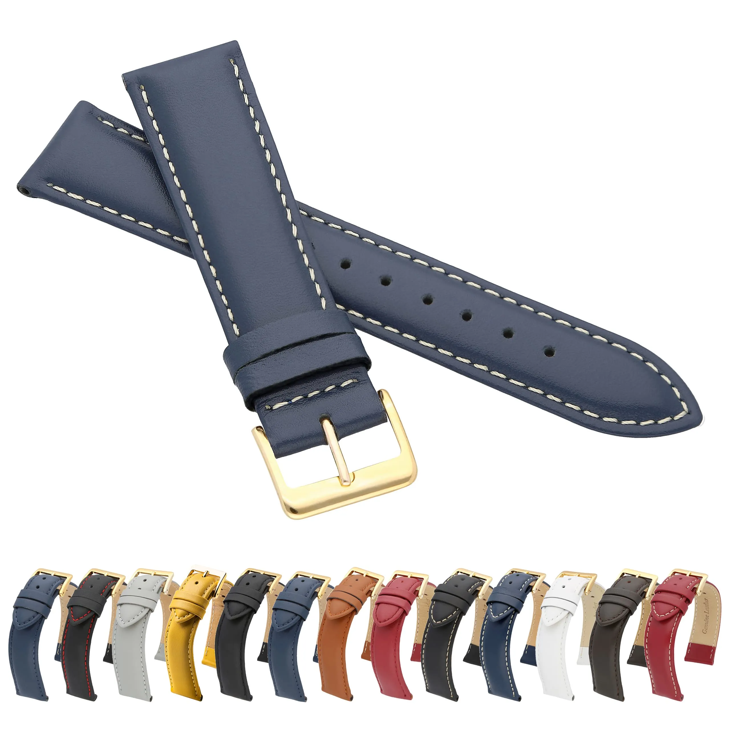 MARCHEL Cinturino in pelle liscia LLB in pelle bovina, cinturino in pelle bovina, 18 mm - immagine 1