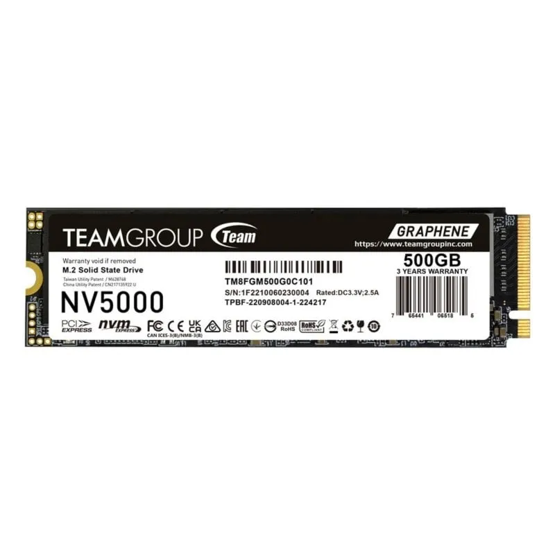 Disco Duro Team Group NV5000 500GB M.2 SSD PCIe 4.0 4500MB/s Lettura - immagine 1