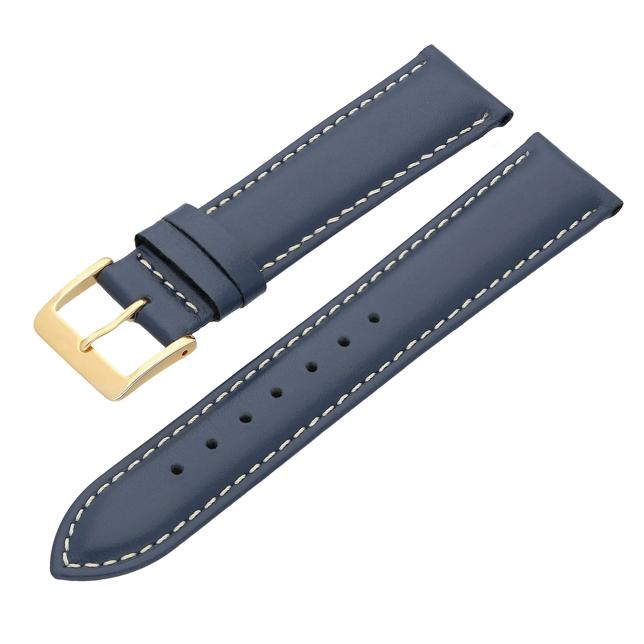 MARCHEL Cinturino in Pelle Liscia LLB, Cinghia in Pelle Bovina Blu/Bianco, 20 mm - immagine 2