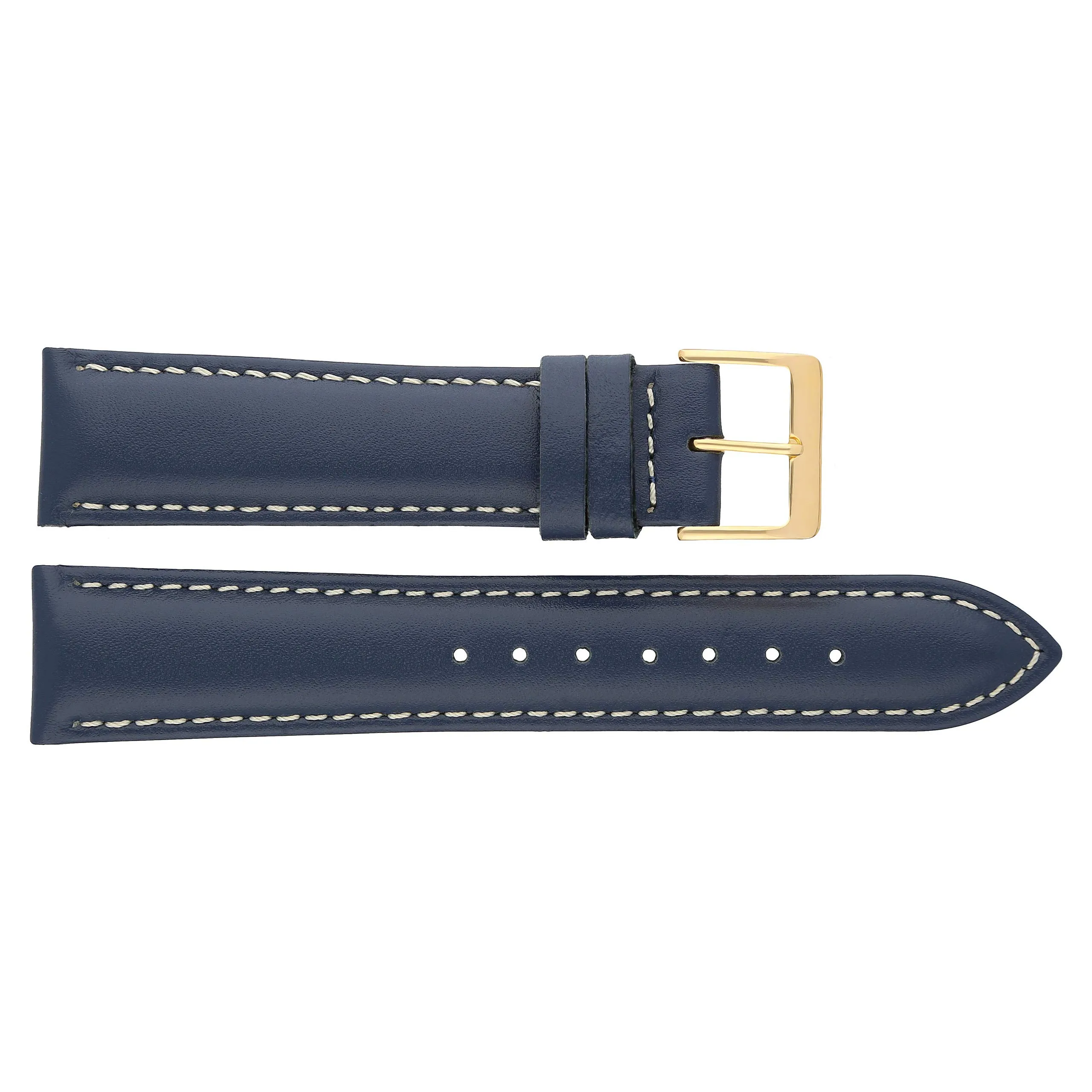MARCHEL Cinturino in Pelle Liscia LLB, Cinghia in Pelle Bovina Blu/Bianco, 20 mm - immagine 4