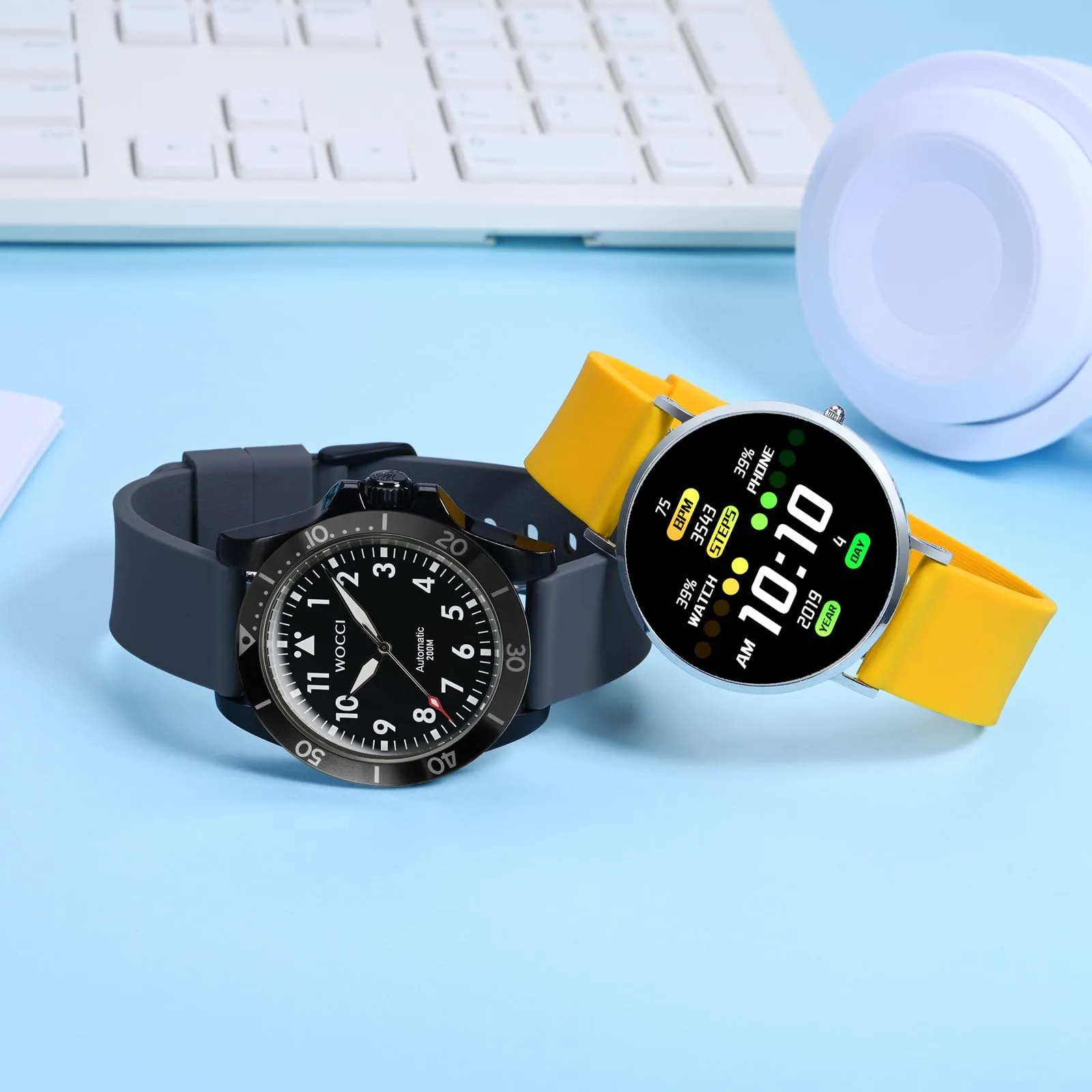 WOCCI 24mm Orologi Cinturino in Silicone con Fibbia Argento per Uomo e Donna (Grigio) - immagine 7