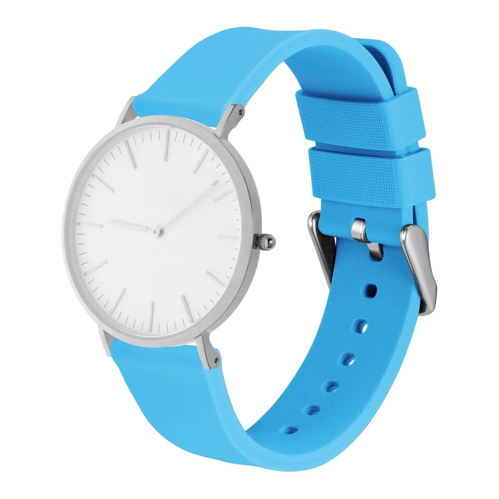 WOCCI 20mm Orologi Cinturino in Silicone con Fibbia Argento per Uomo e Donna (Cielo Blu) - immagine 8