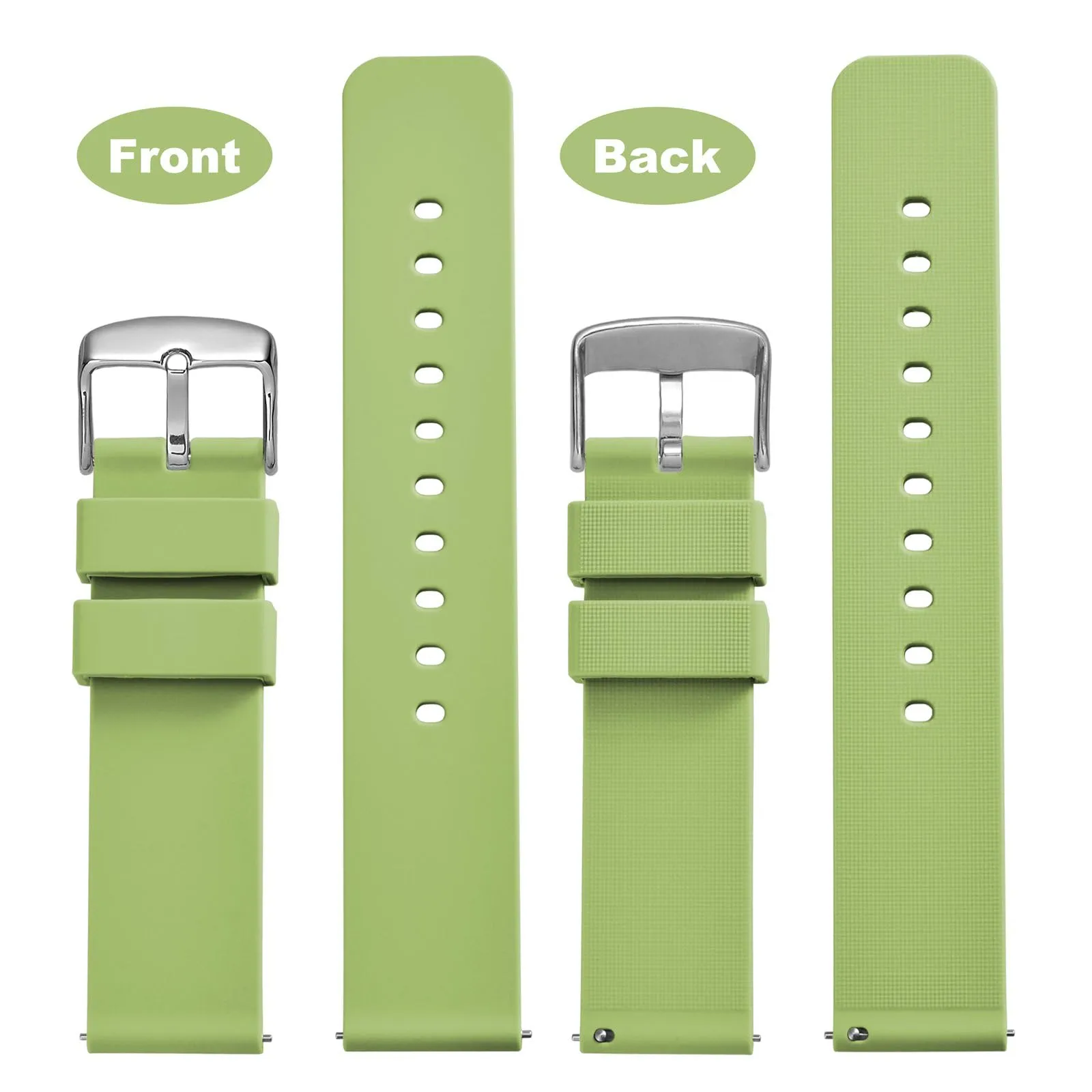 WOCCI 20mm Orologi Cinturino in Silicone con Fibbia Argento per Uomo e Donna (Matcha Verde) - immagine 4