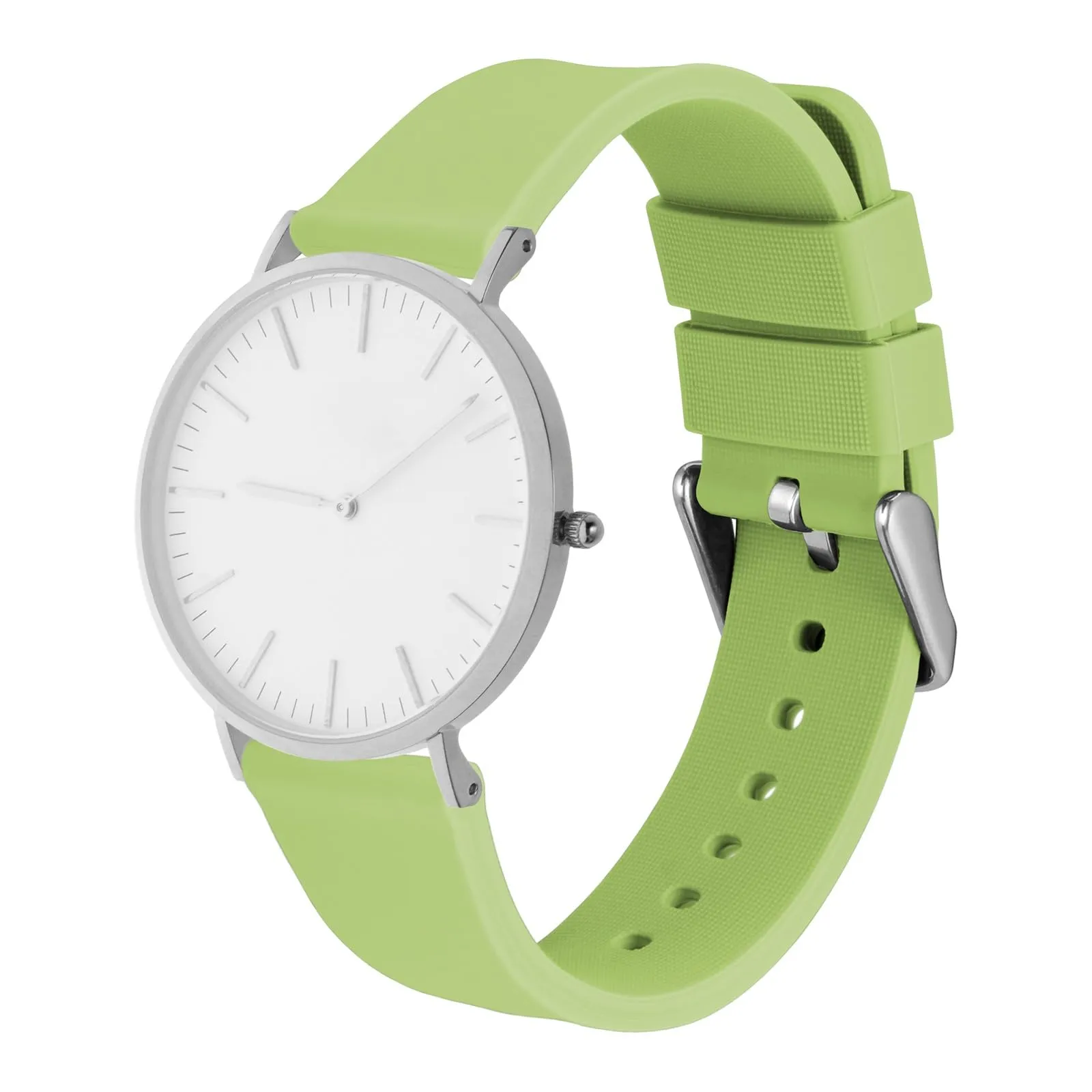 WOCCI 20mm Orologi Cinturino in Silicone con Fibbia Argento per Uomo e Donna (Matcha Verde) - immagine 8
