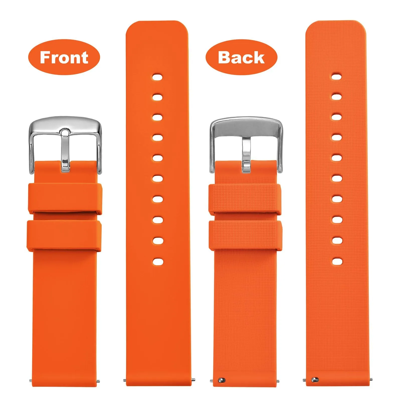 WOCCI 14mm Orologi Cinturino in Silicone con Fibbia Argento per Uomo e Donna (Arancio) - immagine 4