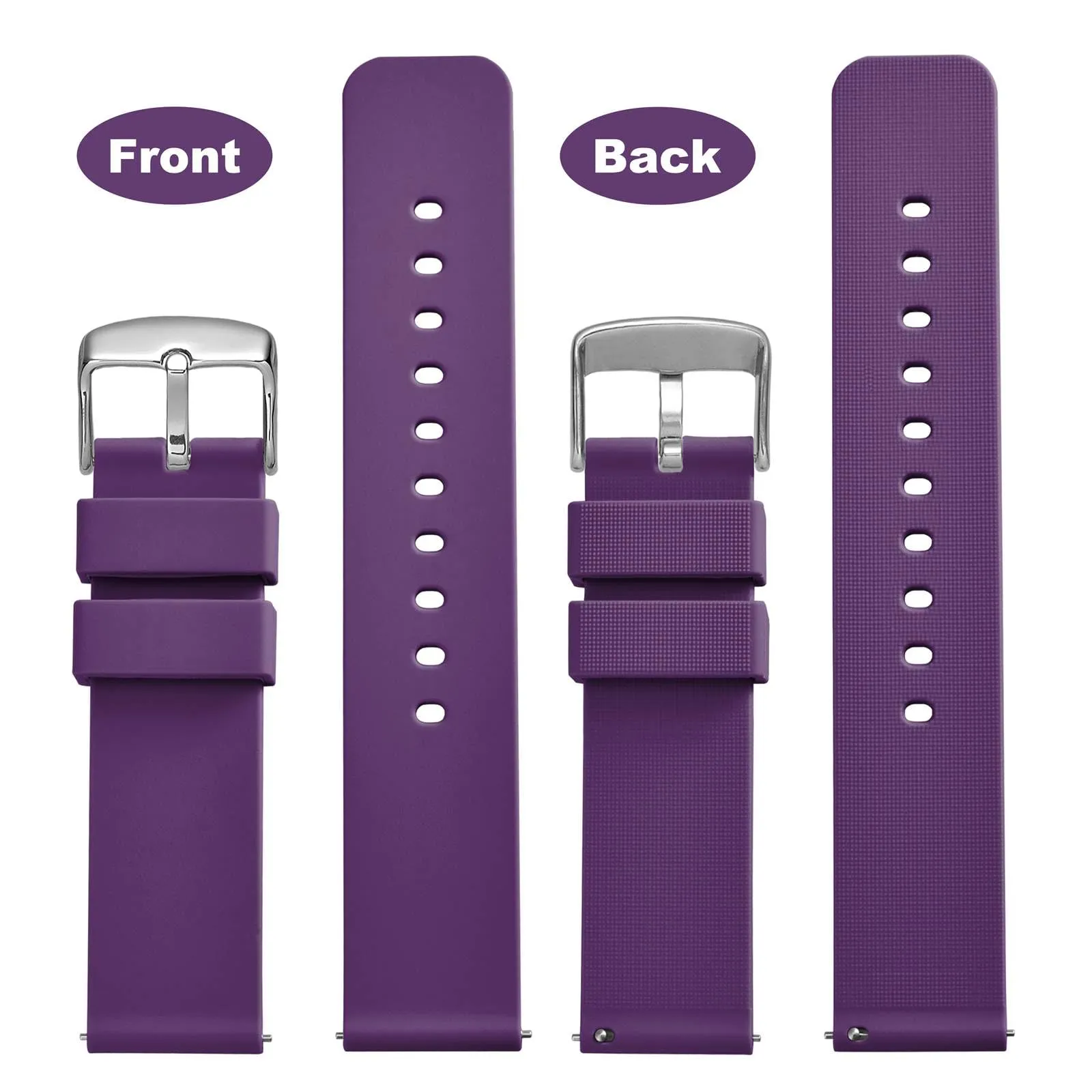 WOCCI 22mm Orologi Cinturino in Silicone con Fibbia Argento per Uomo e Donna (Viola) - immagine 4