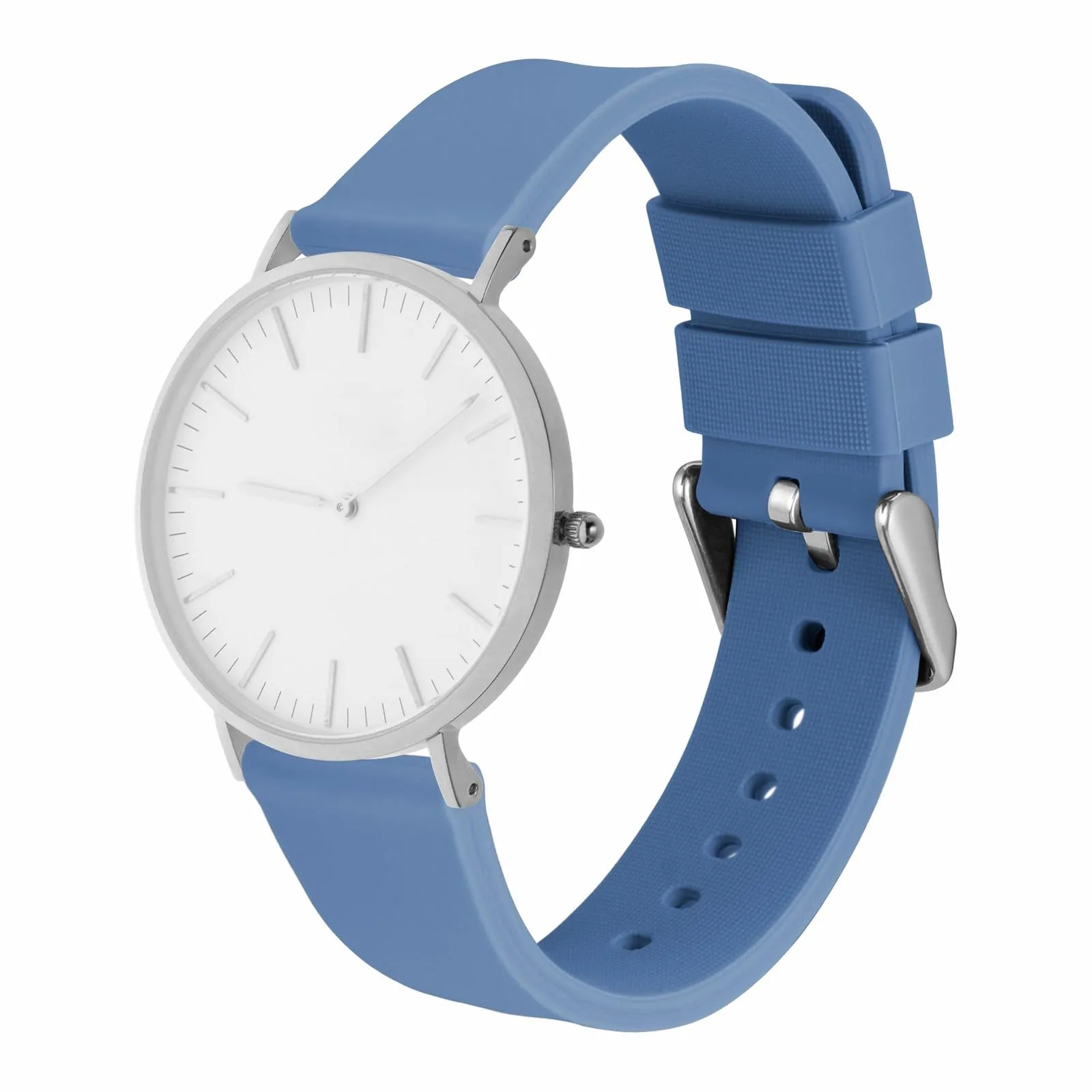 WOCCI 14mm Orologi Cinturino in Silicone con Fibbia Argento per Uomo e Donna (Blu Acciaio) - immagine 8