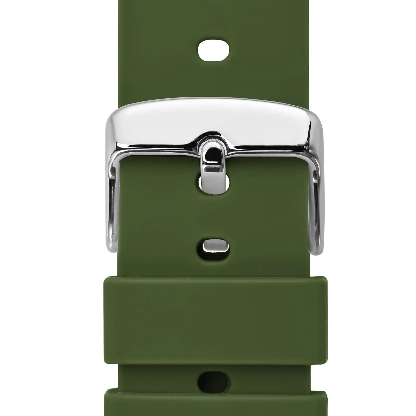 WOCCI 20mm Orologi Cinturino in Silicone con Fibbia Argento per Uomo e Donna (Verde Militare) - immagine 9
