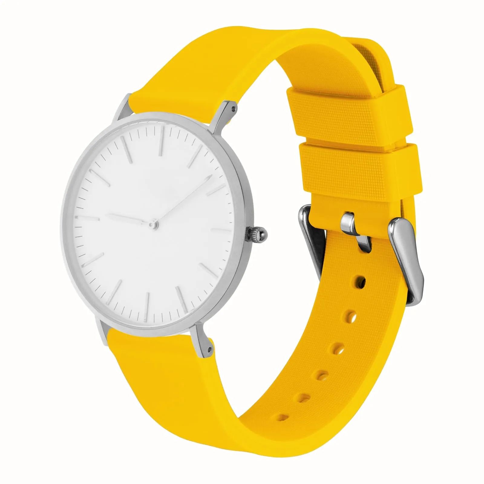 WOCCI 18mm Orologi Cinturino in Silicone con Fibbia Argento per Uomo e Donna (Giallo) - immagine 8