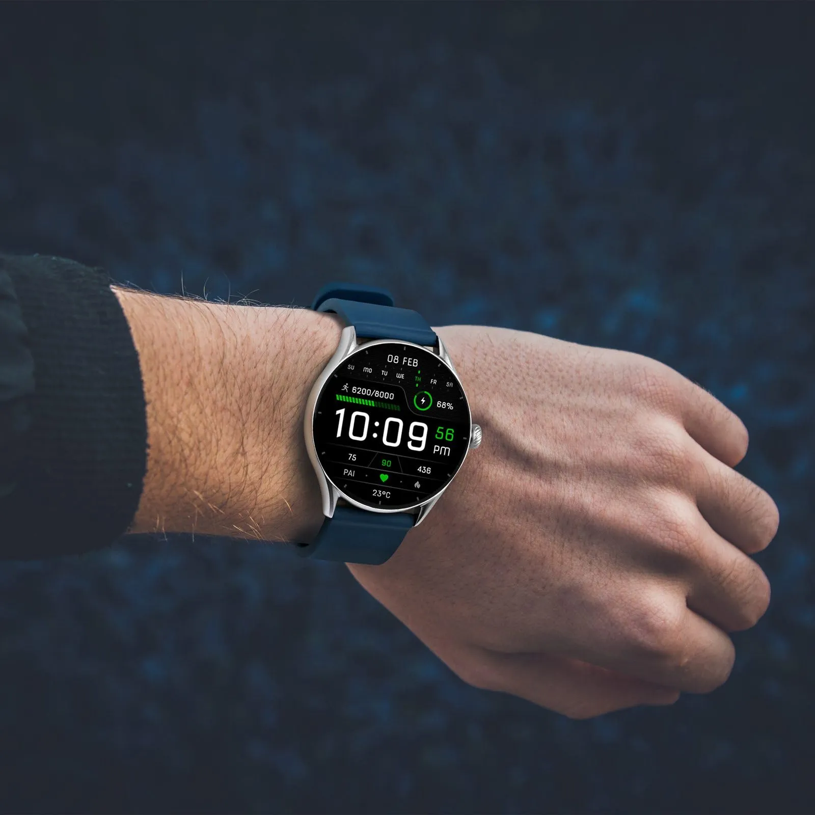 WOCCI 24mm Orologi Cinturino in Silicone con Fibbia Argento per Uomo e Donna (Blu Navy) - immagine 2