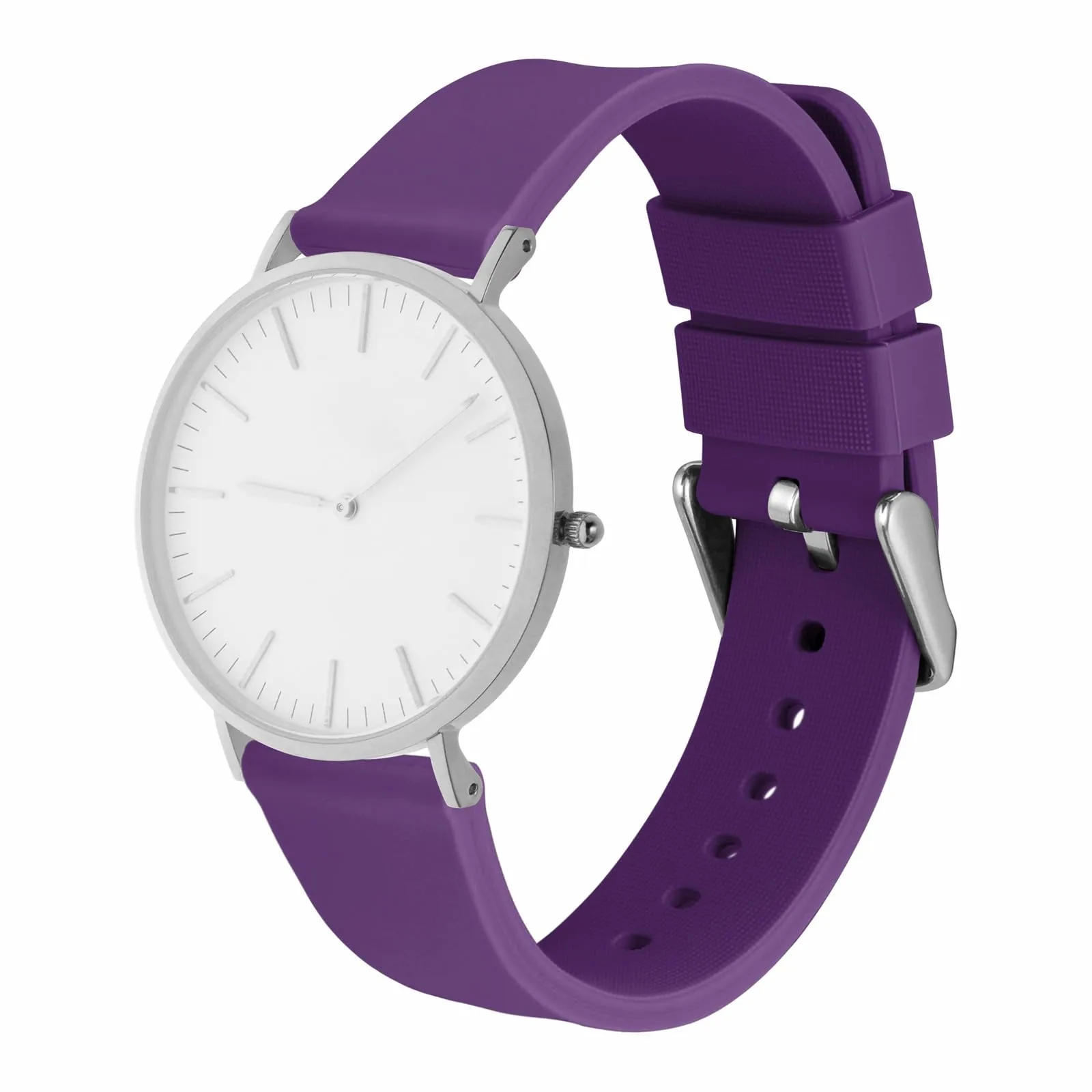 WOCCI 14mm Orologi Cinturino in Silicone con Fibbia Argento per Uomo e Donna (Viola) - immagine 8