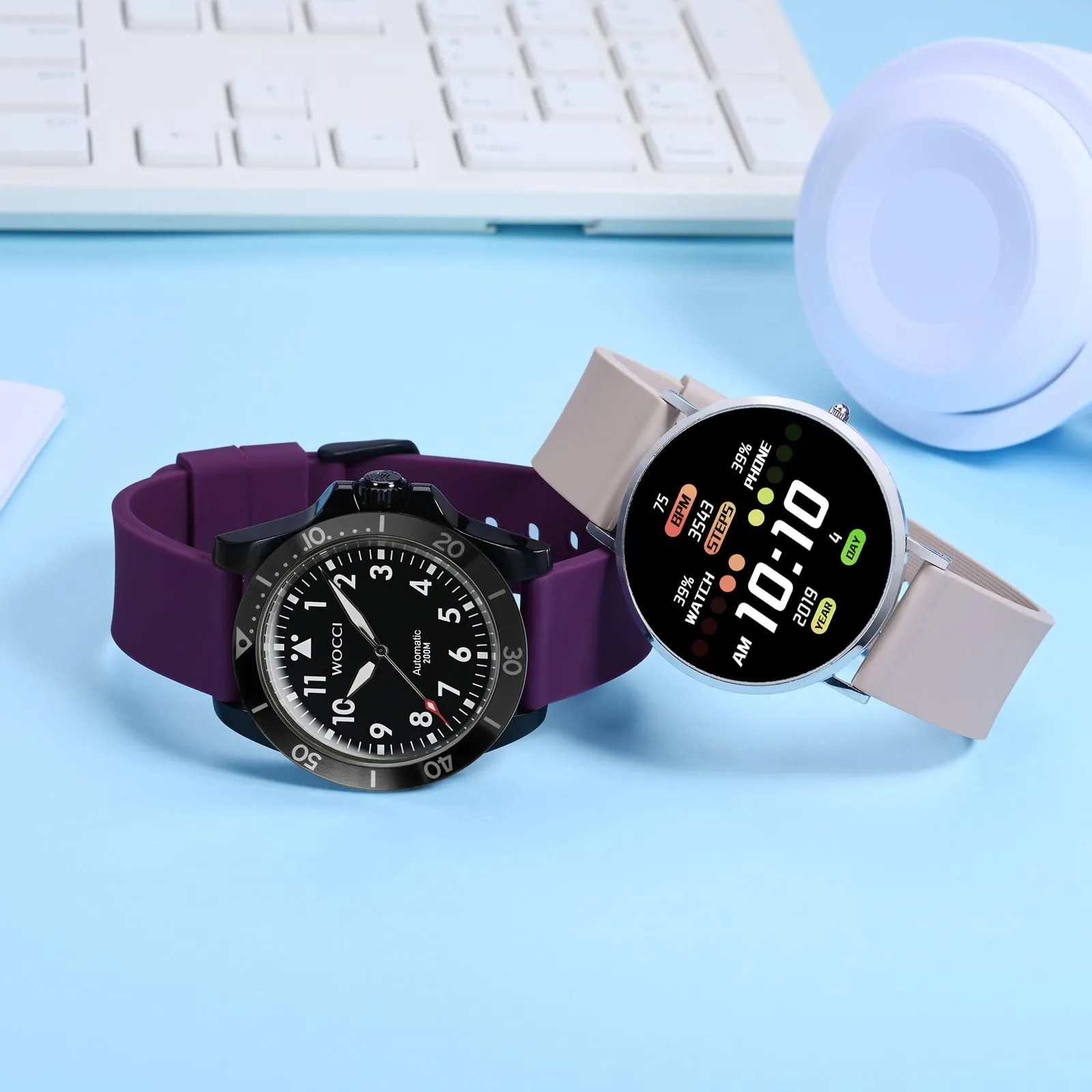 WOCCI 18mm Orologi Cinturino in Silicone con Fibbia Argento per Uomo e Donna (Viola) - immagine 7
