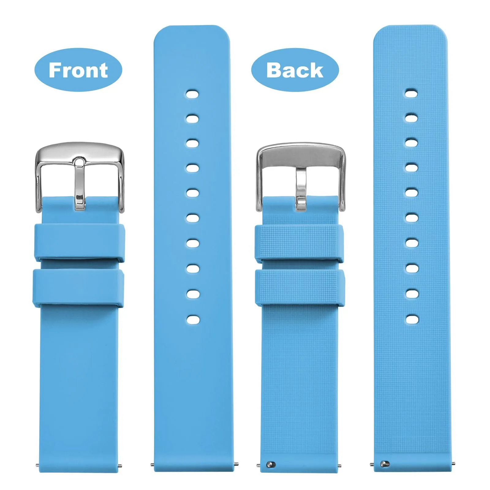 WOCCI 22mm Orologi Cinturino in Silicone con Fibbia Argento per Uomo e Donna (Cielo Blu) - immagine 4