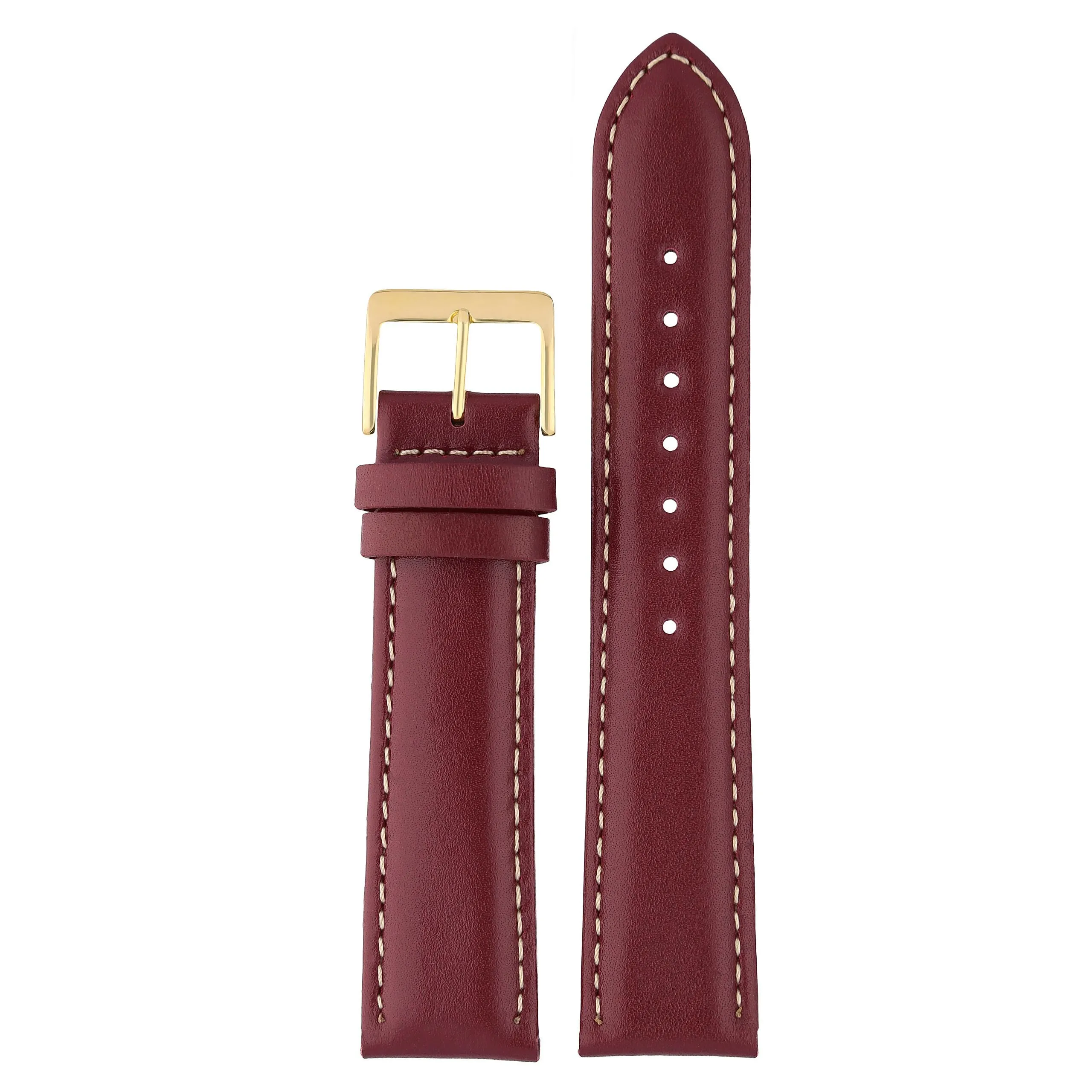 MARCHEL Cinturino per orologio in pelle bovina liscia con chiusura in pelle bovina dorata, 16 mm, Pelle - immagine 5