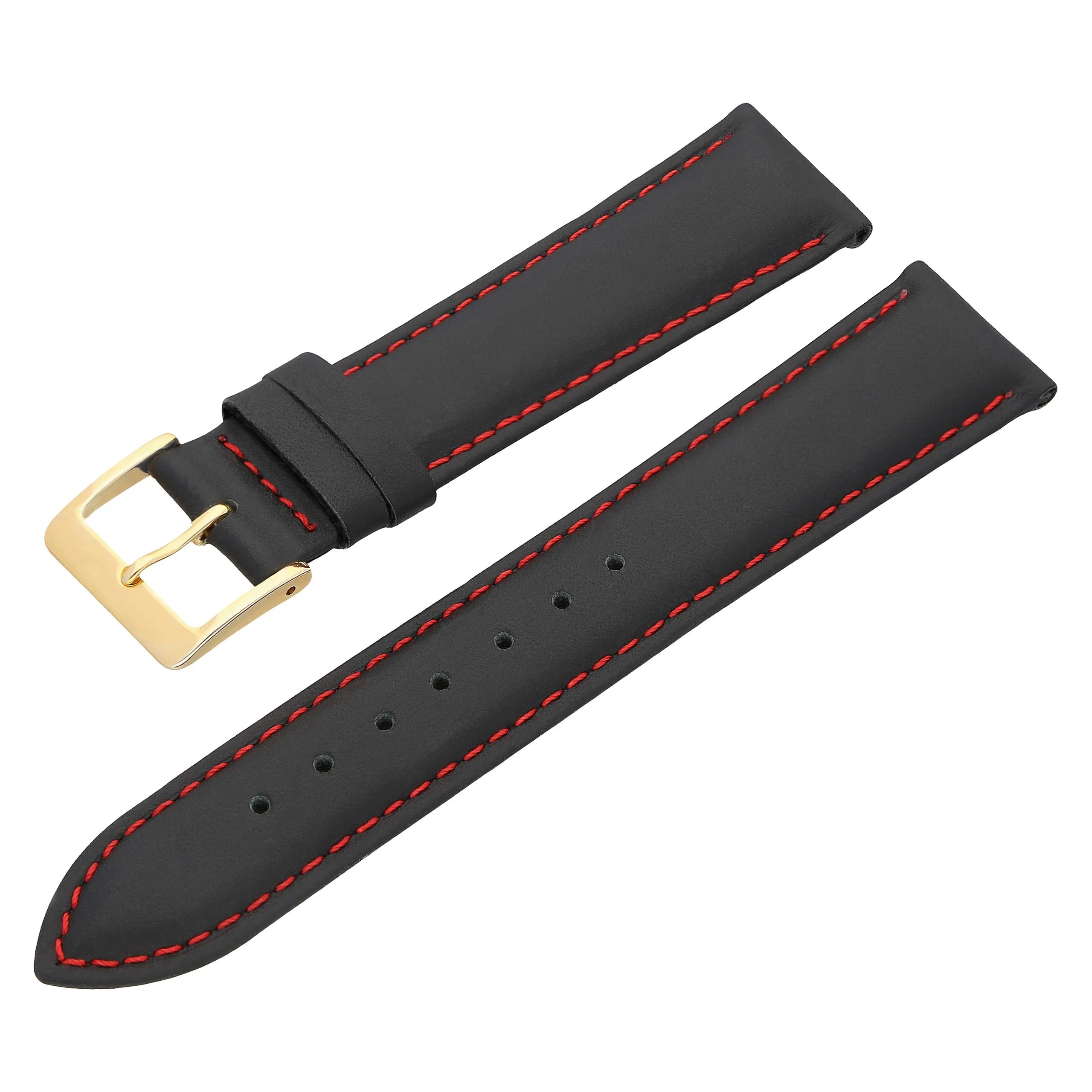 MARCHEL - Cinturino in vera pelle LLB per orologio, chiusura in oro, bracciale in pelle di vacchetta, cinturino in pelle bovina fine, 14mm, Pelle - immagine 2