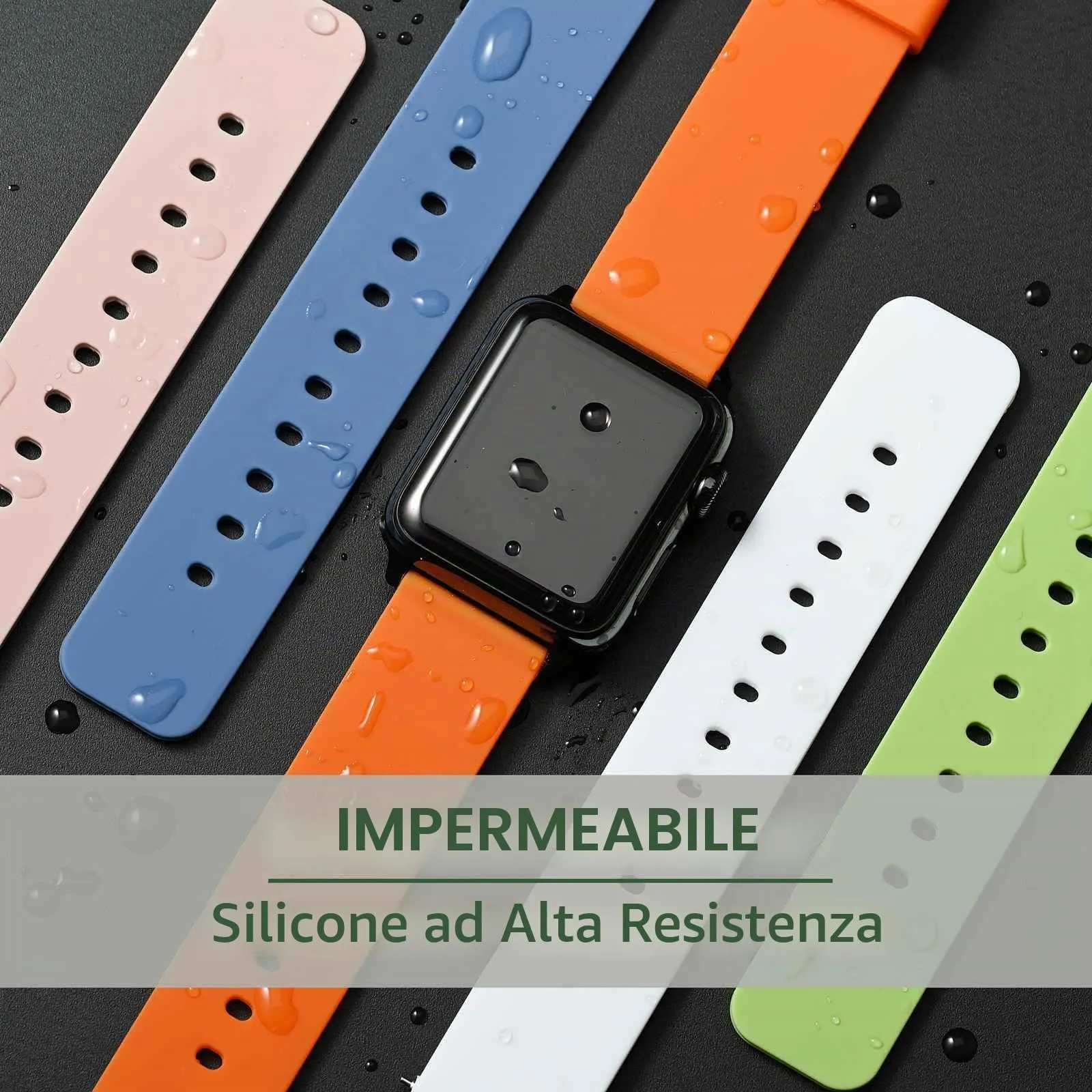 WOCCI 24mm Orologi Cinturino in Silicone per Uomo e Donna con Fibbia Nera (Arancio) - immagine 6