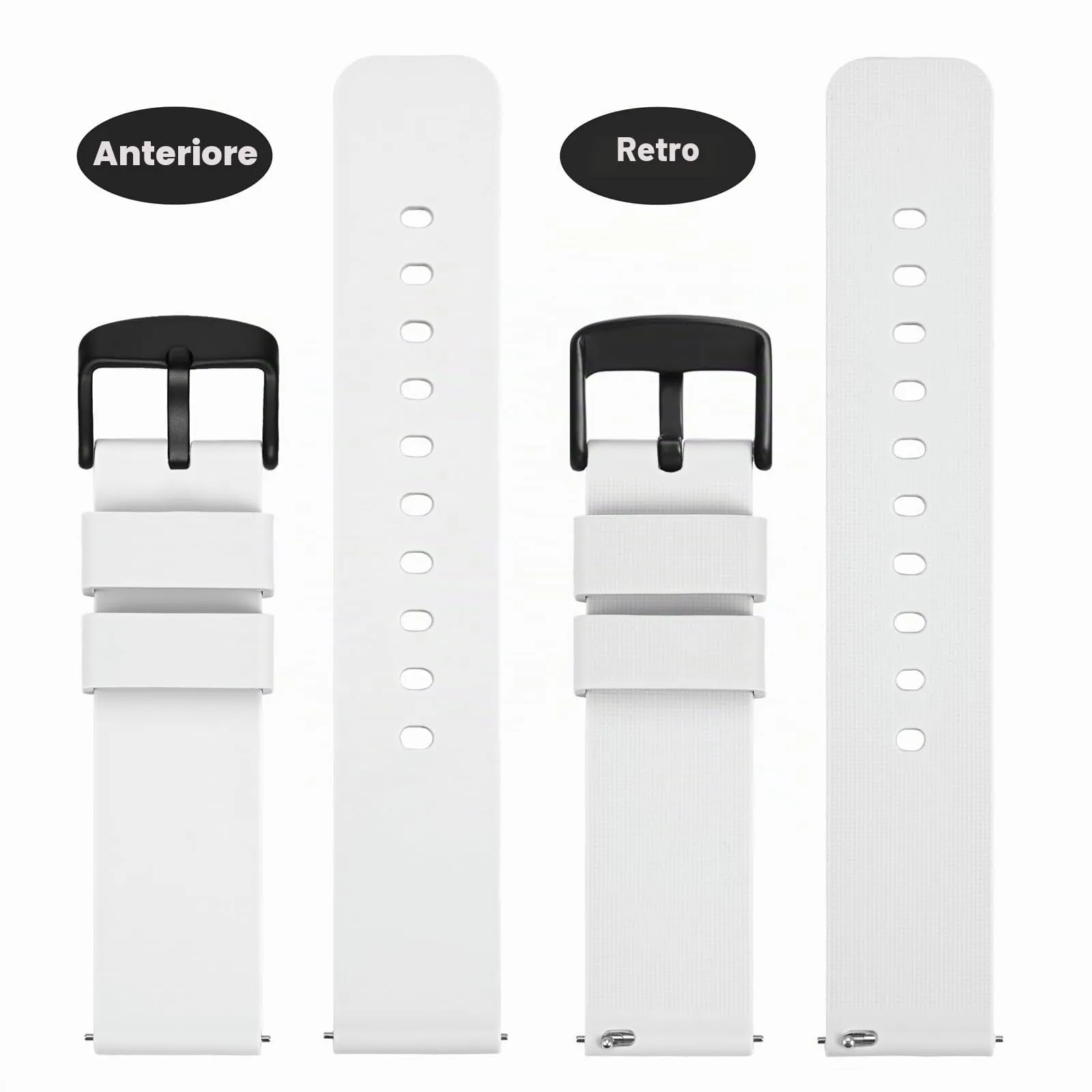 WOCCI 24mm Orologi Cinturino in Silicone per Uomo e Donna con Fibbia Nera (Bianco) - immagine 4