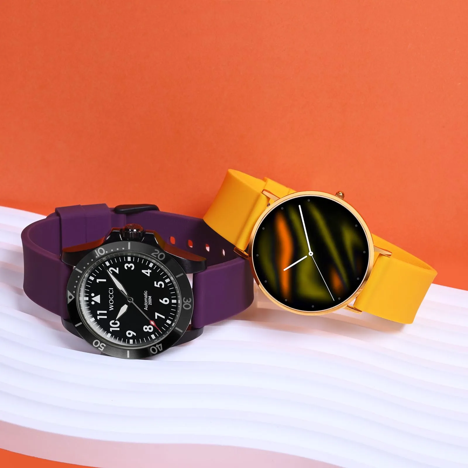 WOCCI 24mm Orologi Cinturino in Silicone per Uomo e Donna con Fibbia Nera (Giallo) - immagine 7