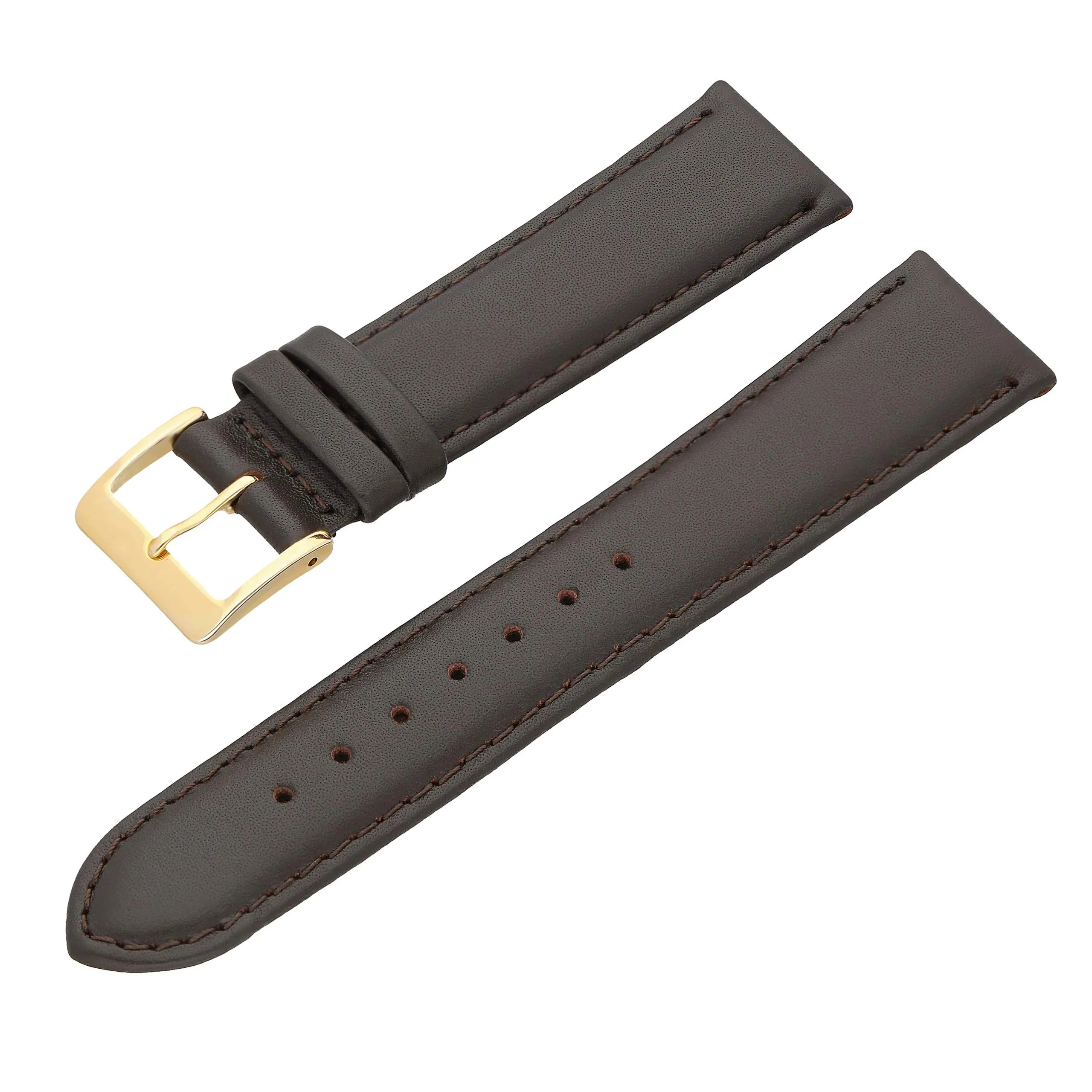 MARCHEL Cinturino in Pelle Liscia LLB, Cinturino in Pelle Bovina, Marrone, 18 mm XL, Classico - immagine 2