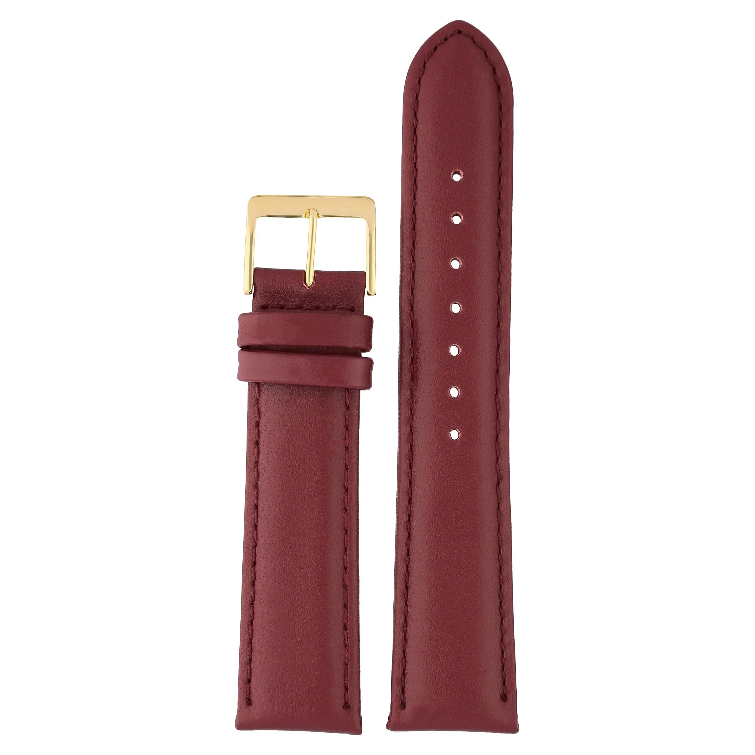 MARCHEL - Cinturino in pelle liscia LLB con chiusura in oro, cinturino per orologio in pelle bovina, in vero cuoio, Colore: rosso, 18 mm XL, Classico - immagine 5