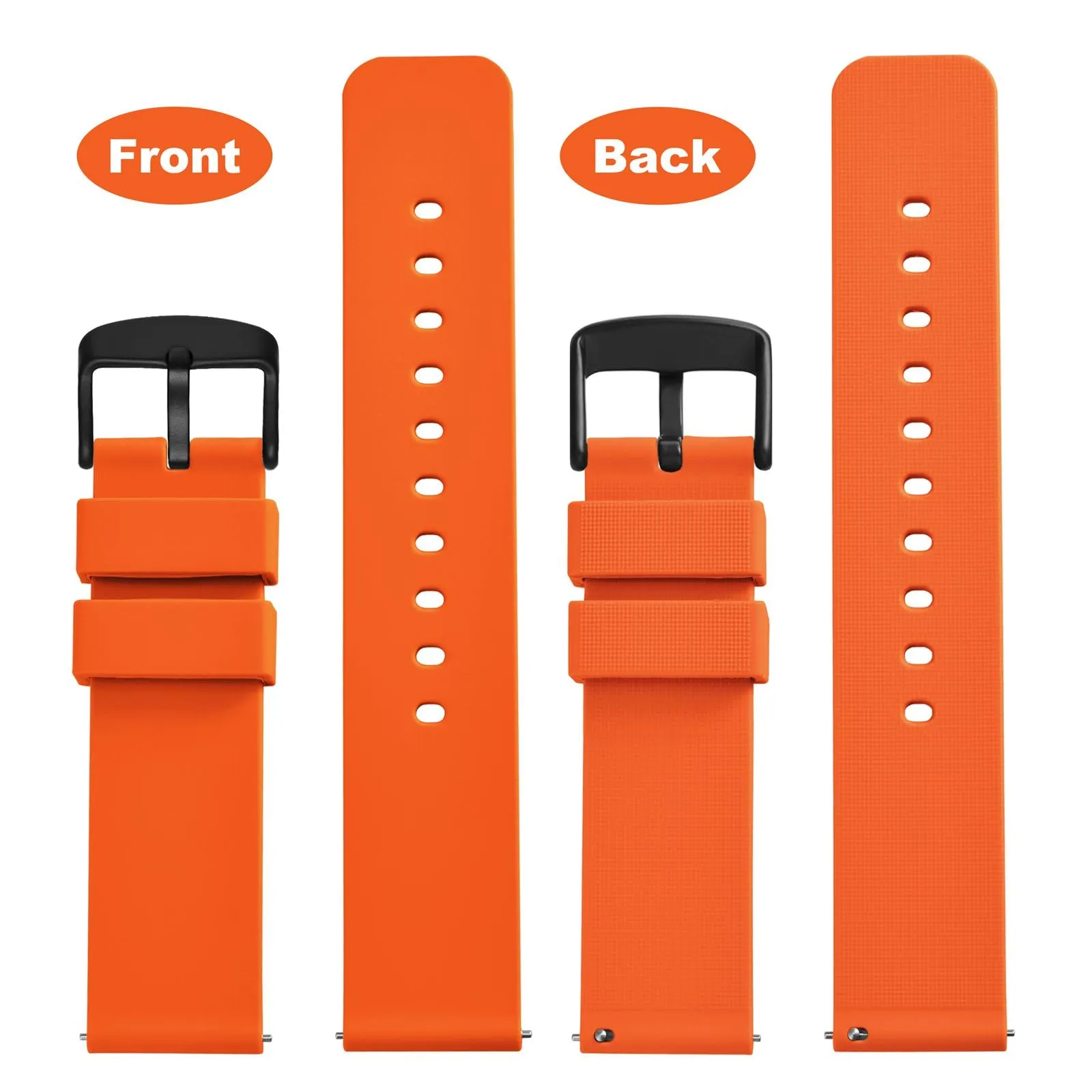WOCCI 19mm Orologi Cinturino in Silicone per Uomo e Donna con Fibbia Nera (Arancio) - immagine 4