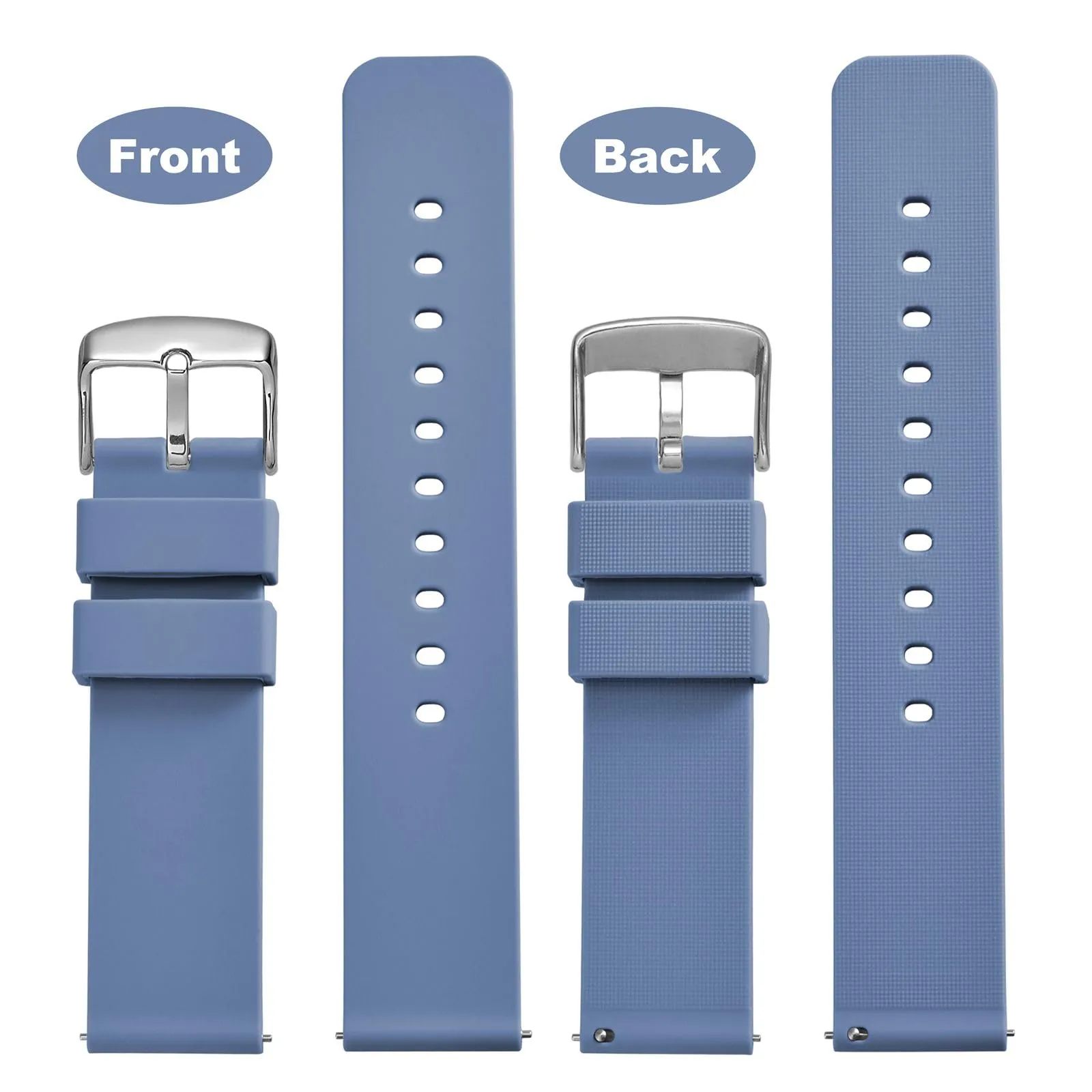 WOCCI 21mm Orologi Cinturino in Silicone con Fibbia Argento per Uomo e Donna (Blu Acciaio) - immagine 4