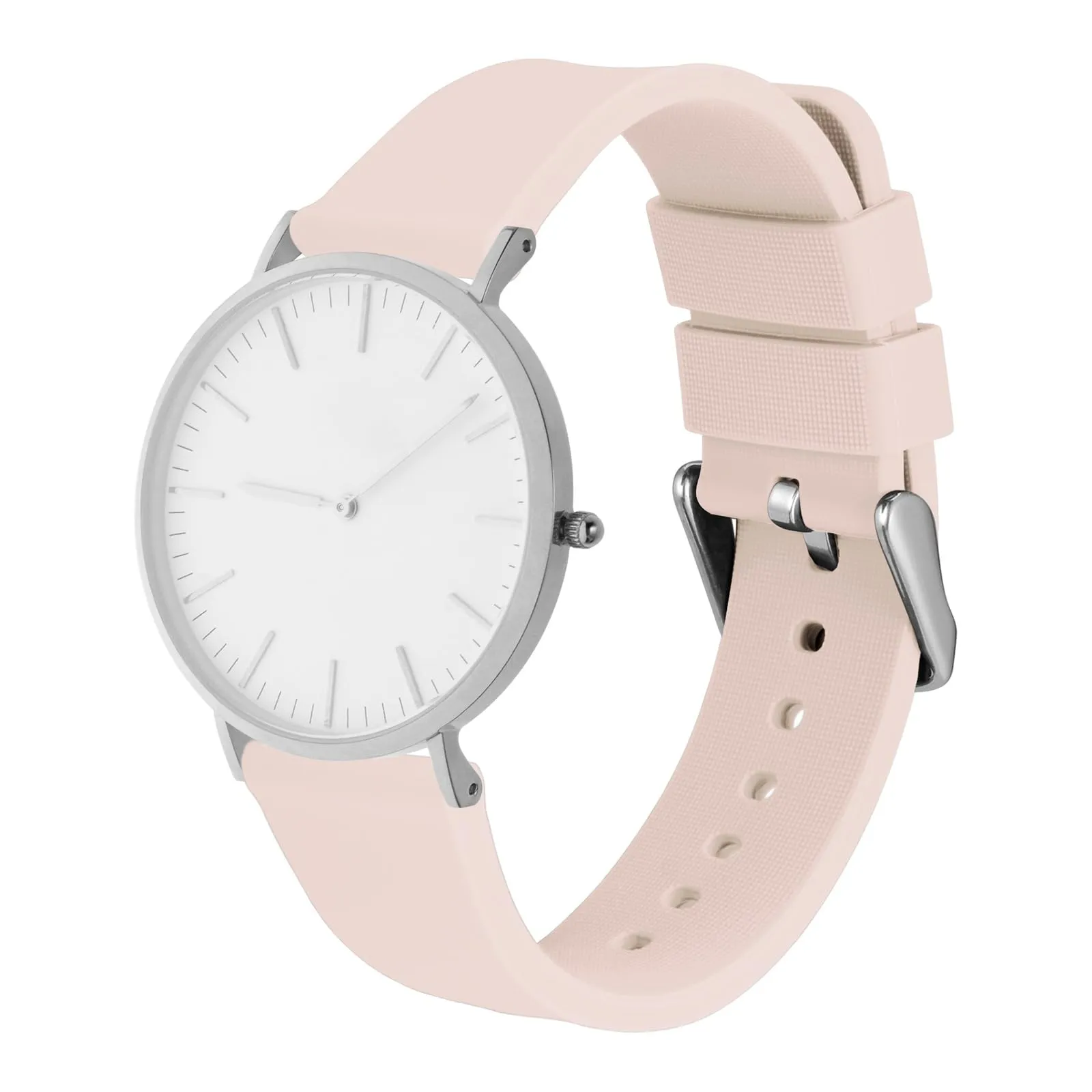 WOCCI 21mm Orologi Cinturino in Silicone con Fibbia Argento per Uomo e Donna (Rosa Chiaro) - immagine 8