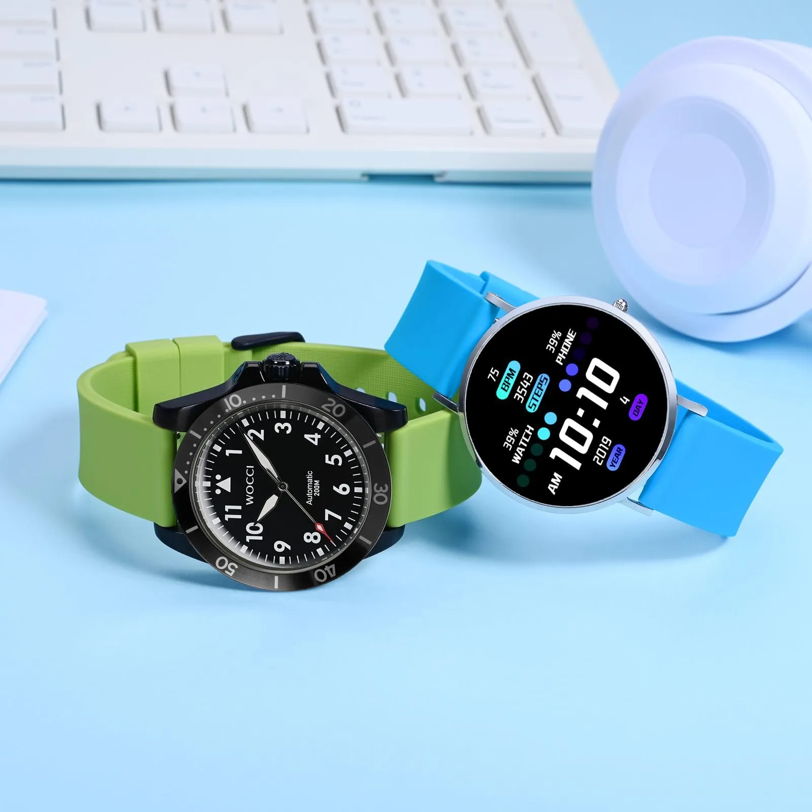 WOCCI 21mm Orologi Cinturino in Silicone con Fibbia Argento per Uomo e Donna (Cielo Blu) - immagine 7