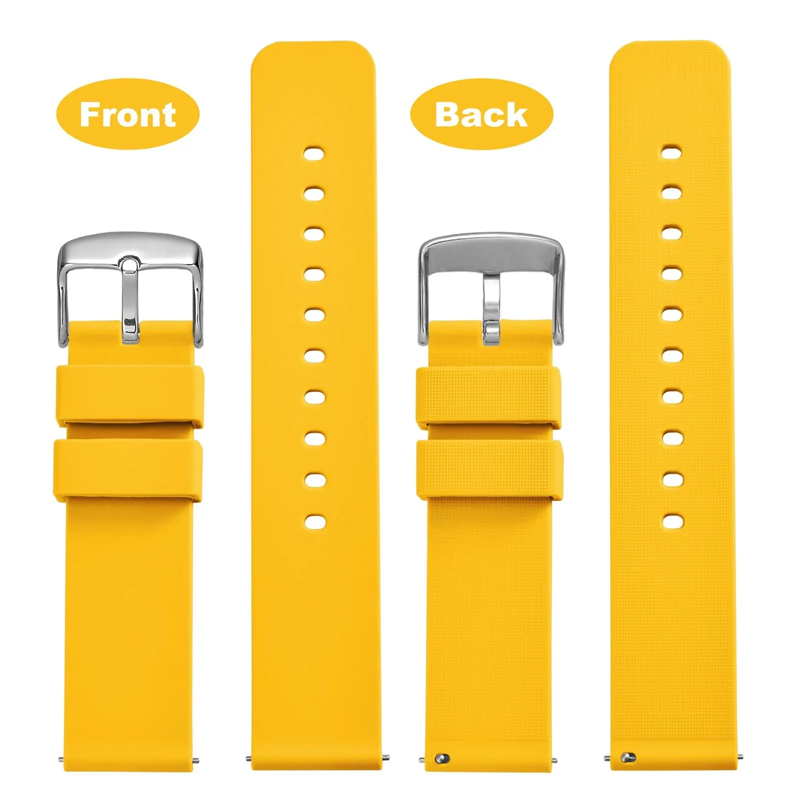 WOCCI 16mm Orologi Cinturino in Silicone con Fibbia Argento per Uomo e Donna (Giallo) - immagine 4