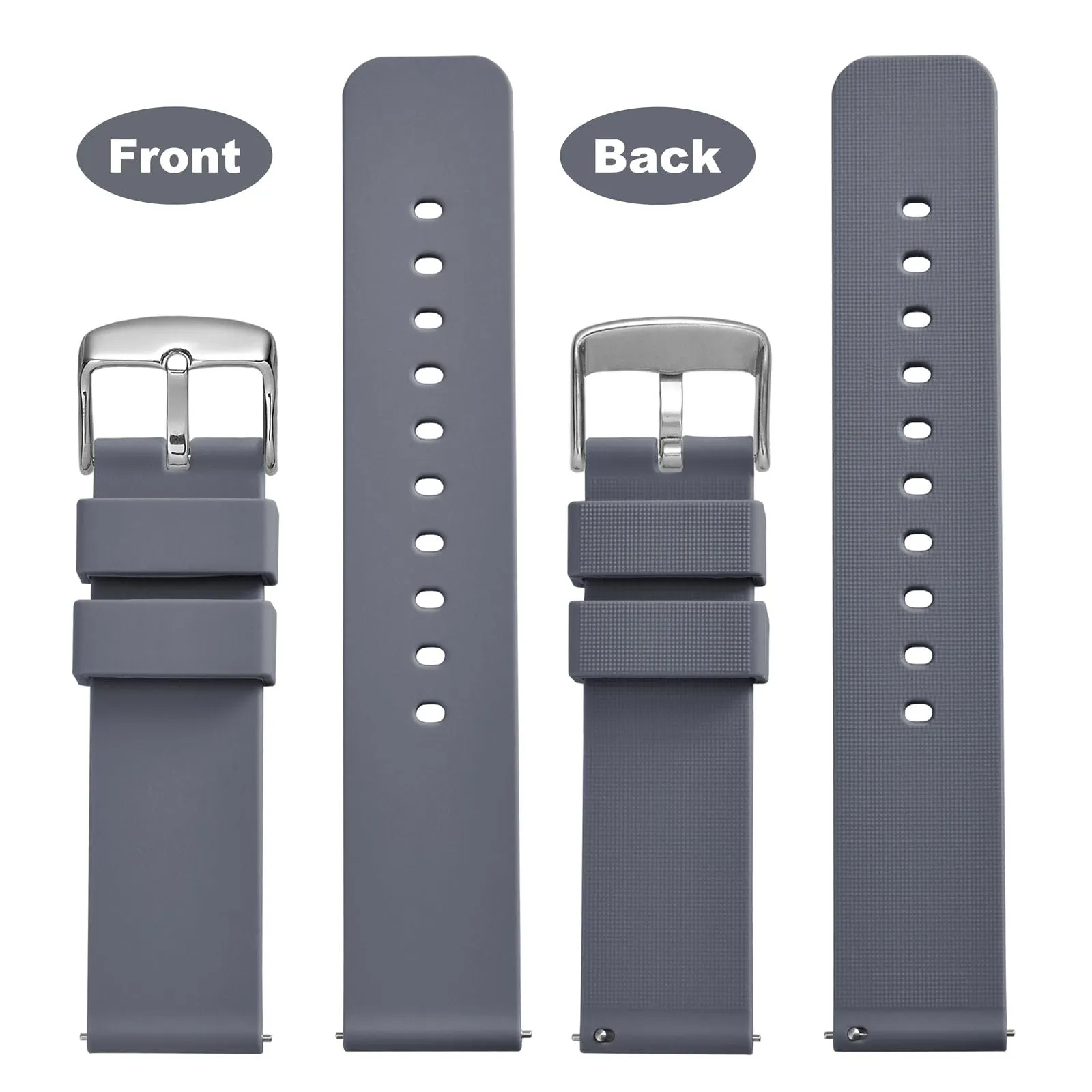 WOCCI 16mm Orologi Cinturino in Silicone con Fibbia Argento per Uomo e Donna (Grigio) - immagine 4