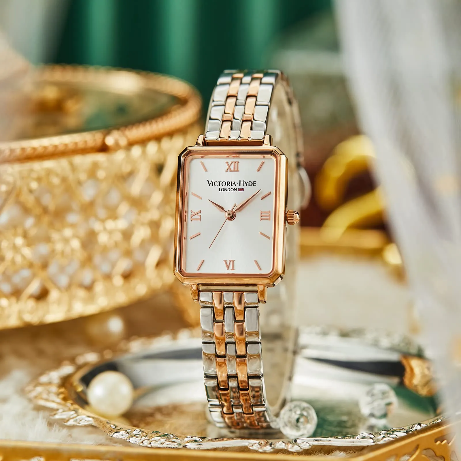 VICTORIA HYDE Orologio da polso da donna analogico al quarzo quadrato con quadrante verde eleganti orologi da donna, Classico - immagine 5