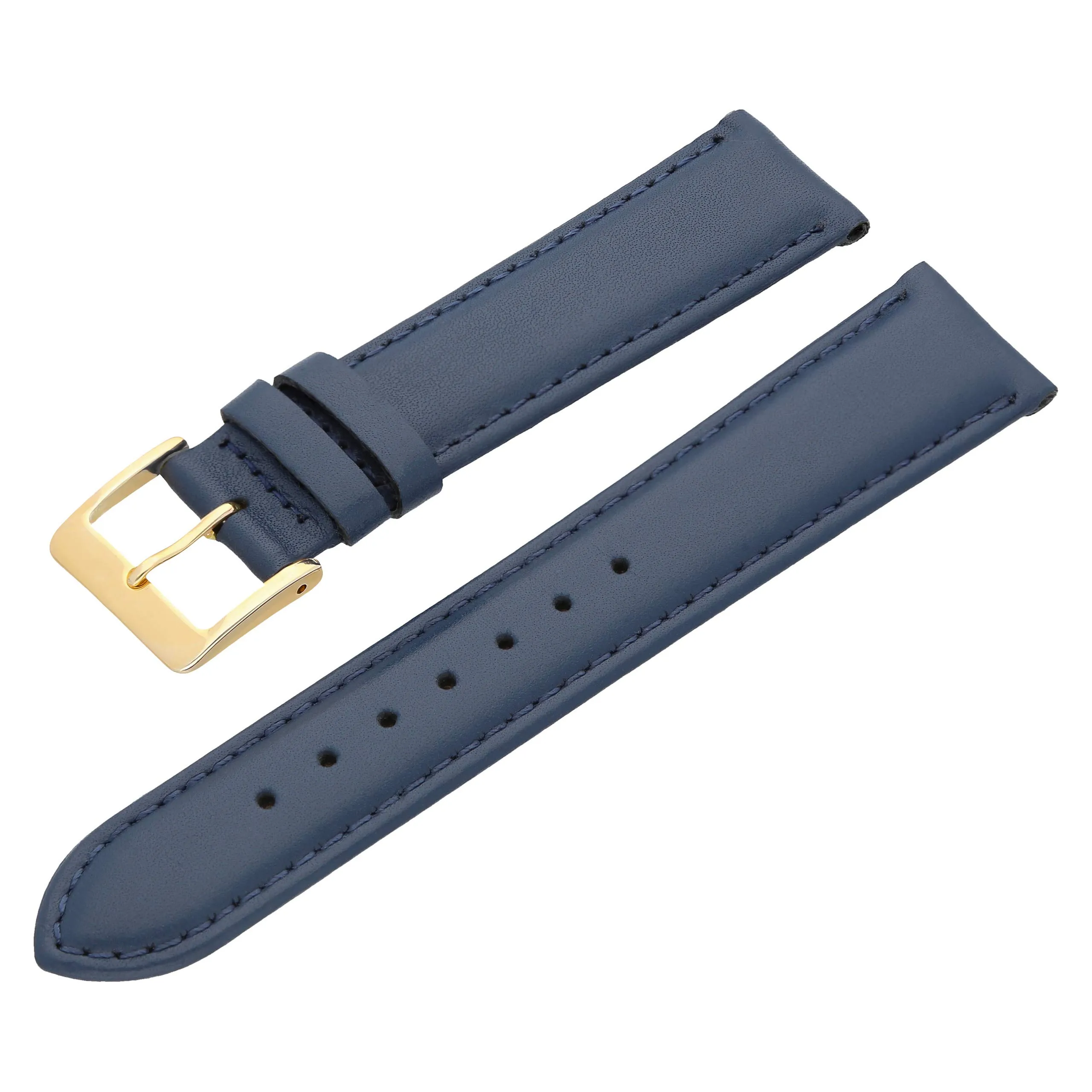 MARCHEL Cinturino in Pelle Liscia LLB, Cinturino in Pelle Bovina, Blu, 16 mm, Classico - immagine 2