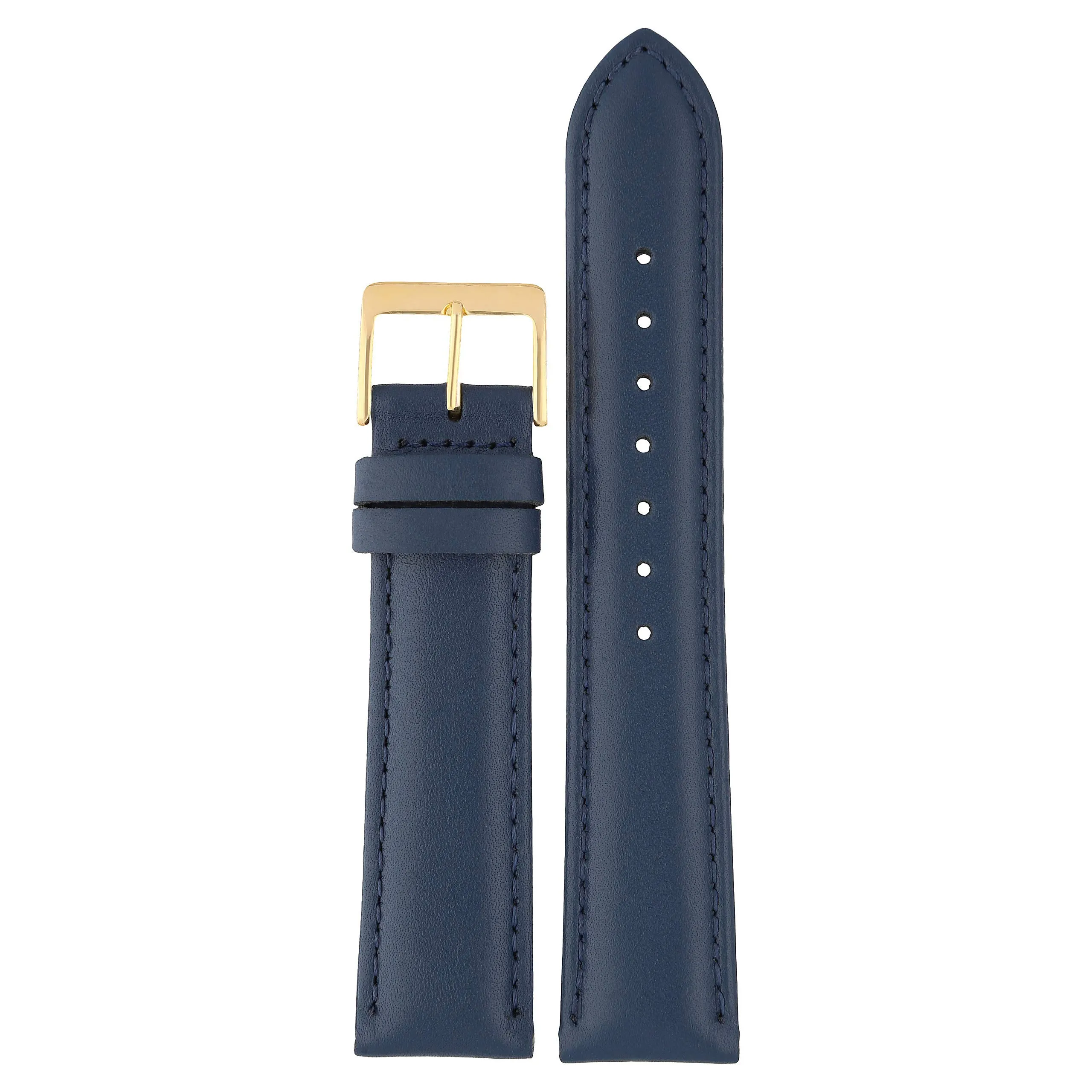 MARCHEL - Cinturino in pelle liscia LLB con chiusura in oro, cinturino per orologio in pelle bovina, in vero cuoio, Blu, 16 mm XL, Classico - immagine 5