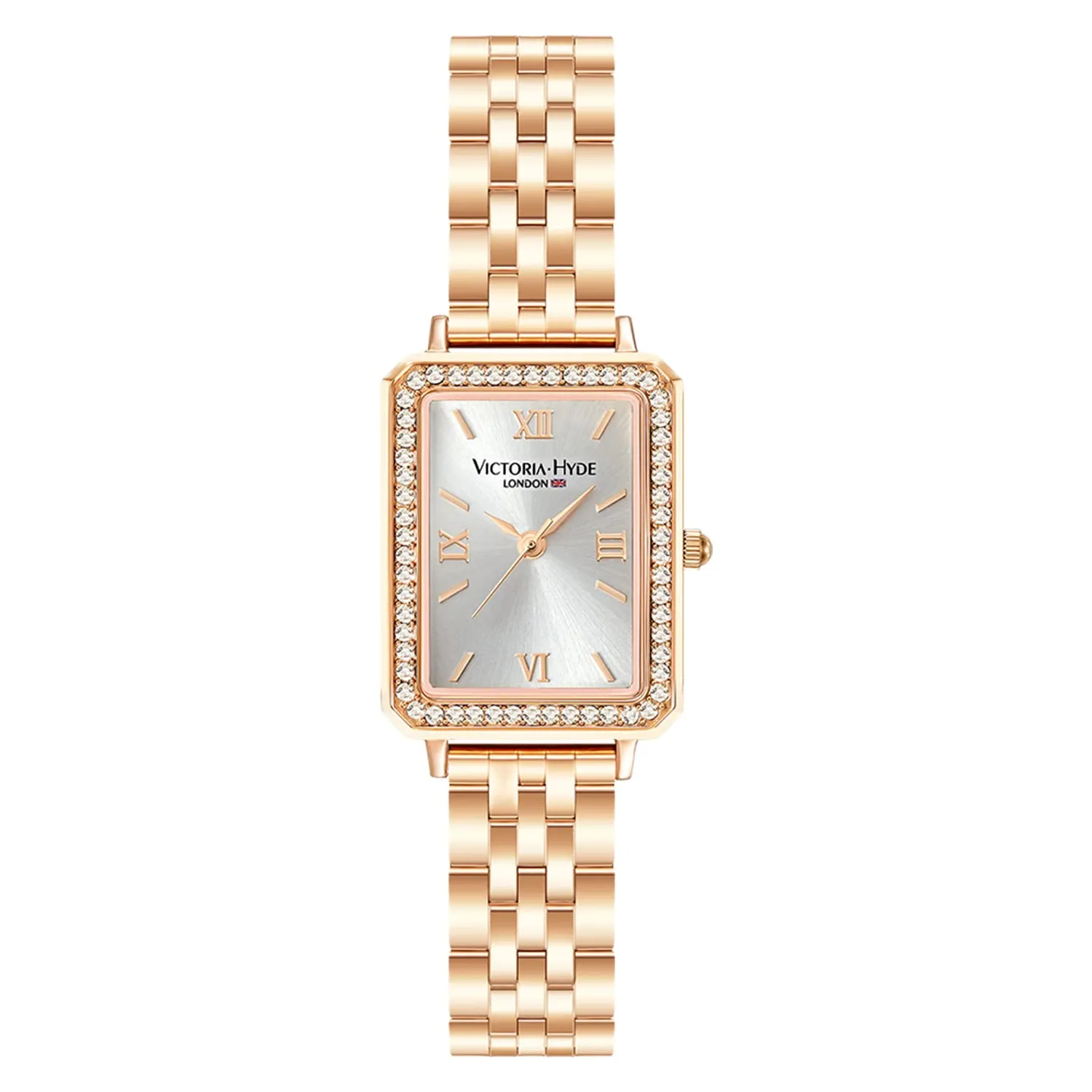 VICTORIA HYDE Orologio rettangolare da donna verde quadrante analogico al quarzo con cinturino in acciaio inox, oro-bianco, Bracciale - immagine 1
