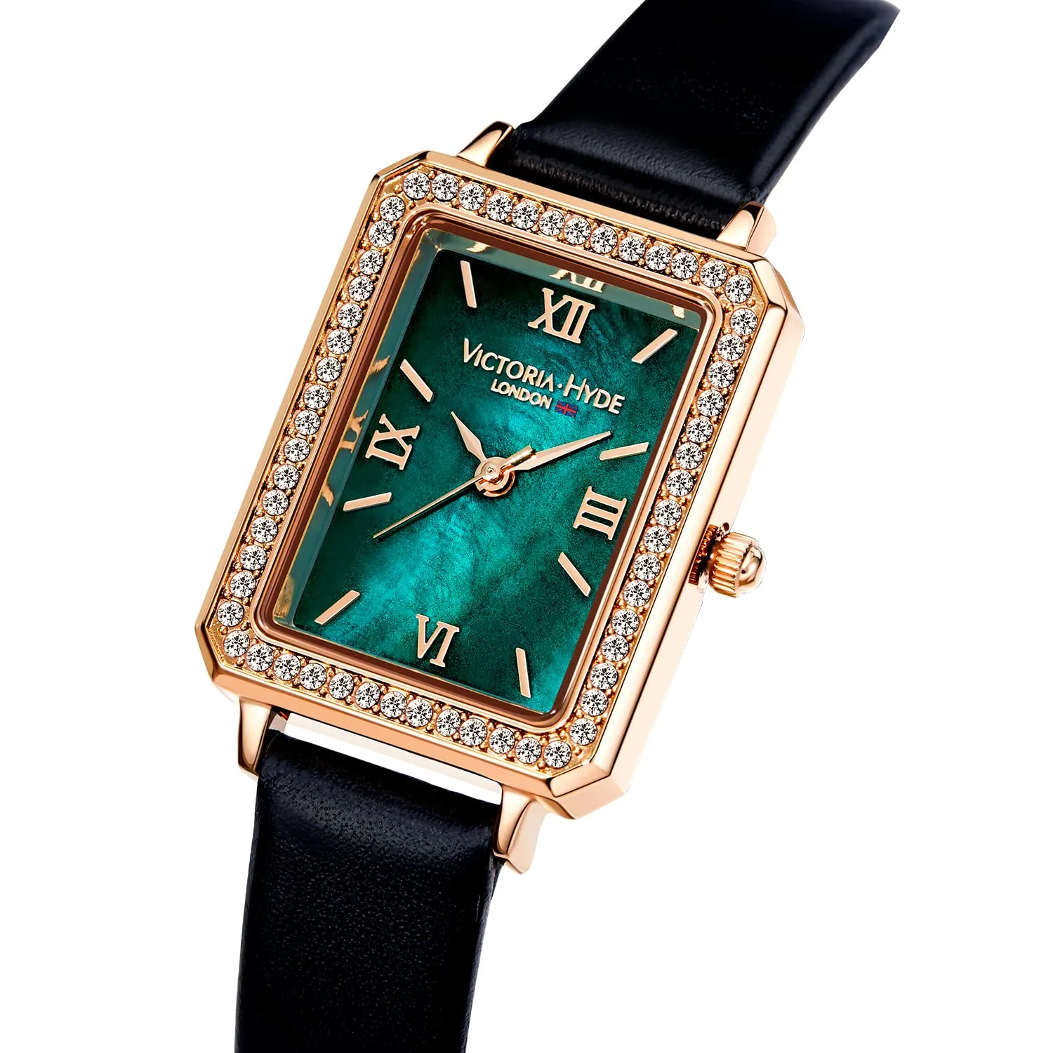 VICTORIA HYDE Orologio da polso da donna, analogico, al quarzo, quadrato, con quadrante verde, elegante, Nero verde, Lusso - immagine 3