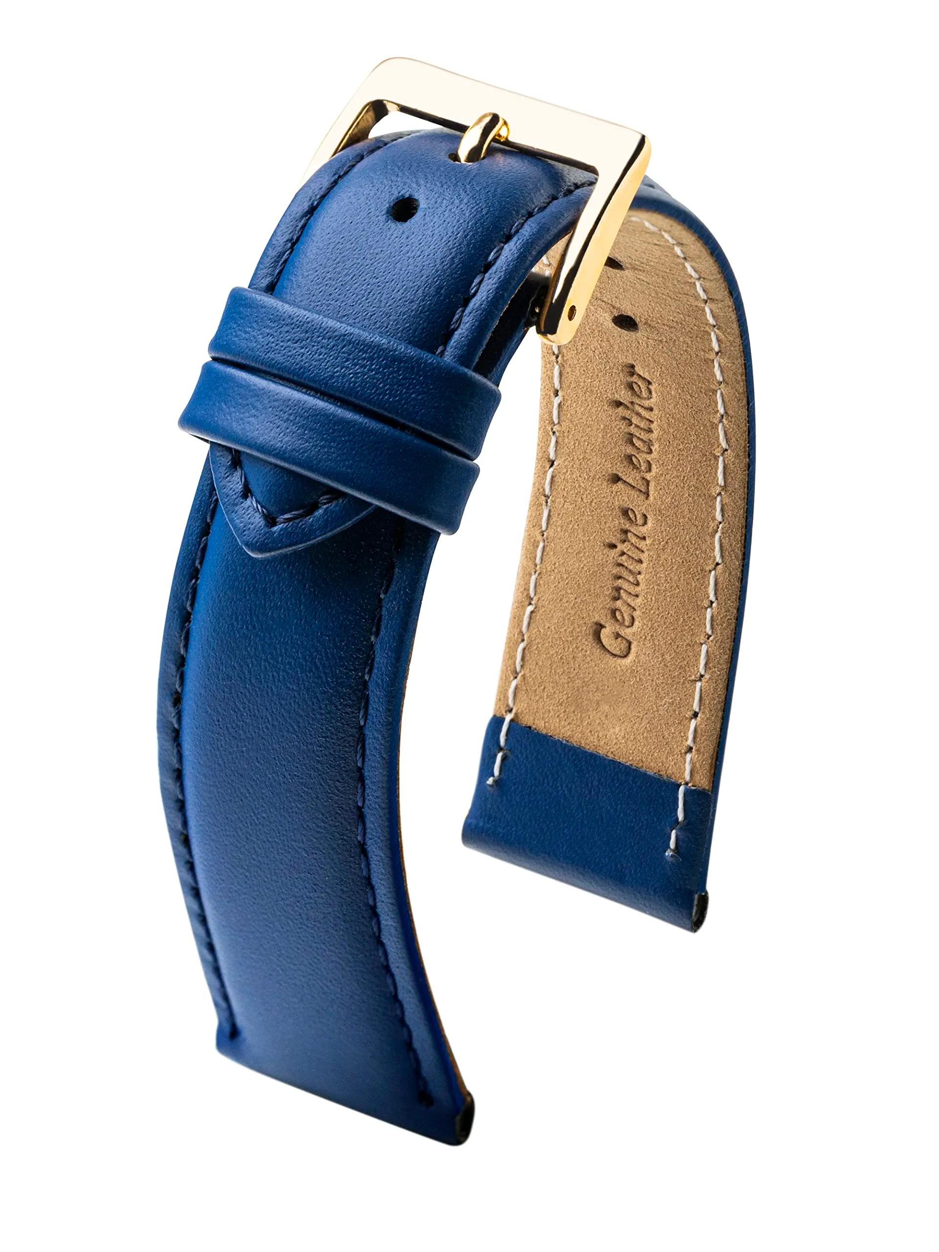 MARCHEL Cinturino in Pelle Liscia LLB, Cinturino in Pelle Bovina, Azzurro, 14 mm, Classico - immagine 3