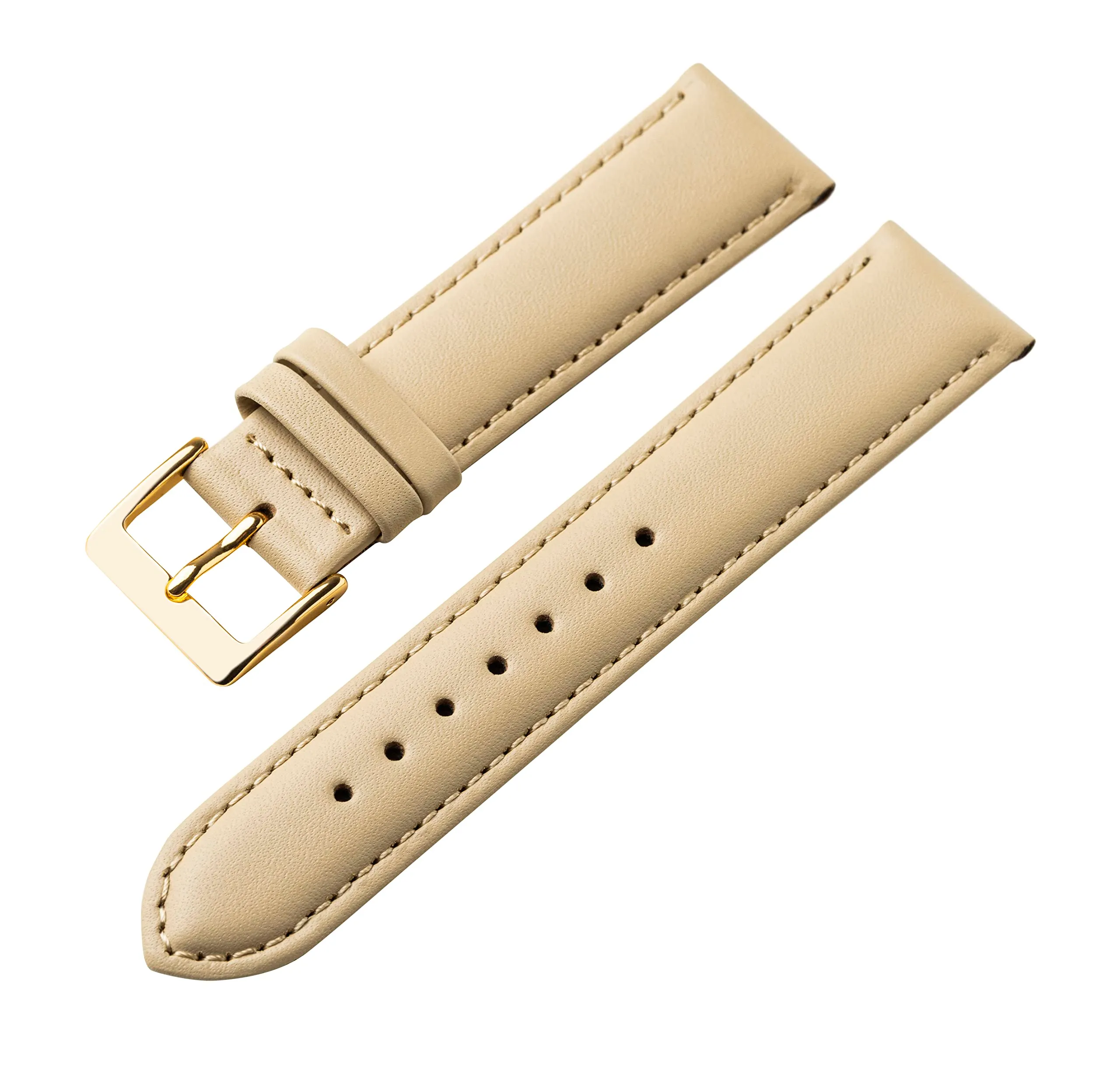 MARCHEL - Cinturino in vera pelle LLB per orologio, chiusura in oro, cinturino in pelle bovina, cinturino in pelle di vitello fine, 14 mm, Pelle - immagine 2