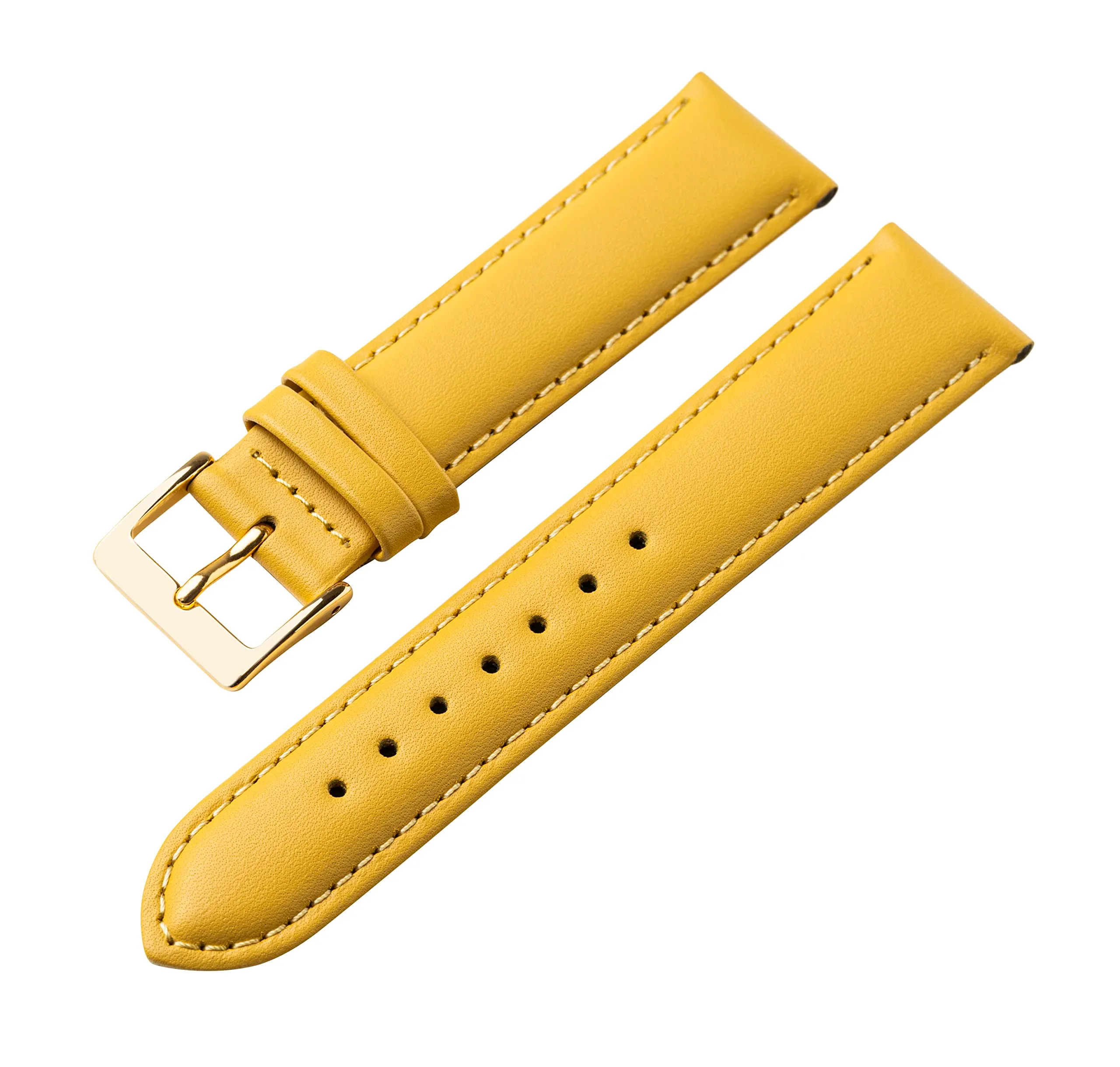 MARCHEL Cinturino in Pelle Liscia LLB, Cinturino in Pelle Bovina, Giallo, 16 mm, Classico - immagine 2